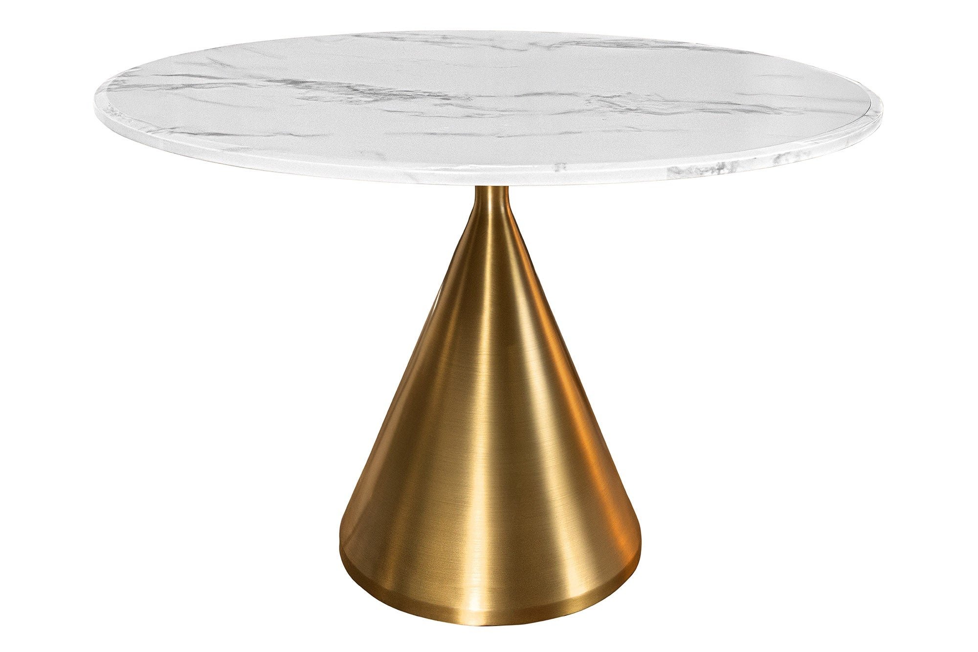 Invicta Interior Eettafel ELEGANCIA 130cm rond frame goud wit marmer look - 45898