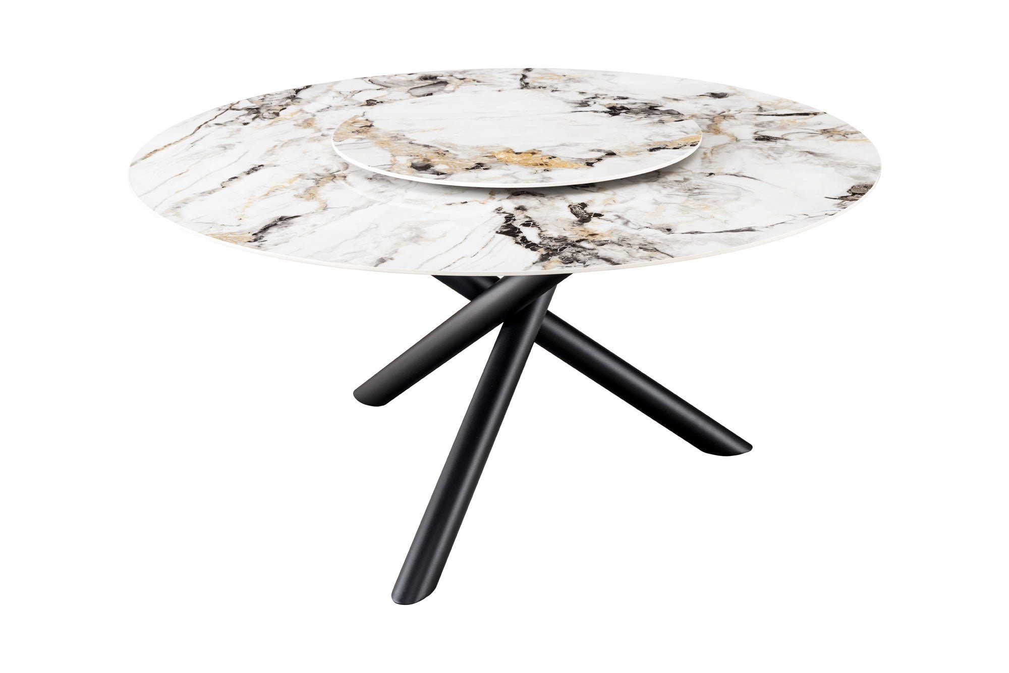 Invicta Interior Eettafel SPIN Ø 150cm draaibaar met afneembaar blad keramiek marmerlook wit veelkleurig - 46422