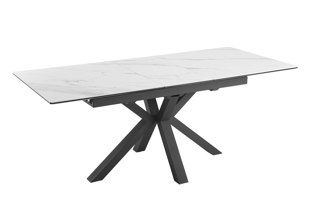 Invicta Interior Eettafel ETERNITY 160-200cm wit marmerlook keramiek met gehard glas - 46625