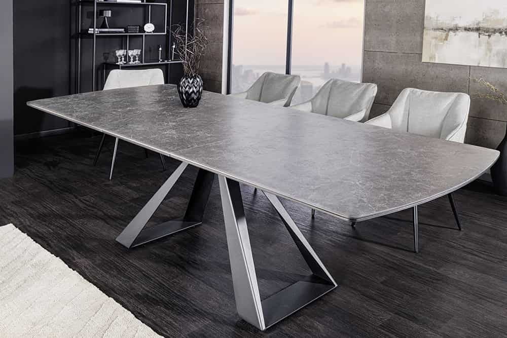 Invicta Interior Eettafel CONCORD 180-230cm uitschuifbaar marmerlook grafiet keramiek gehard glas - 46499