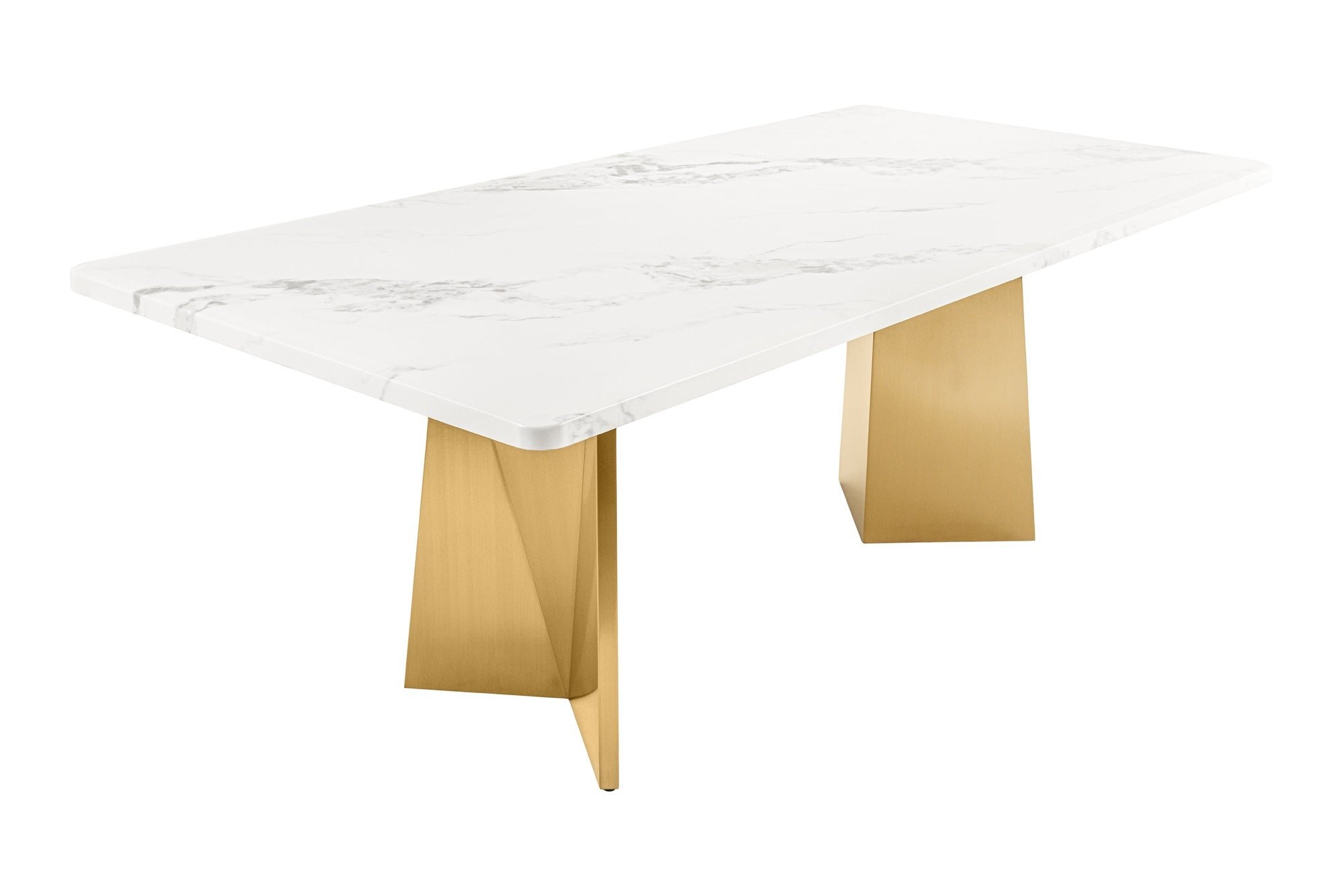 Invicta Interior Eettafel EXTRAVAGANCIA 200cm met champagne gouden poten en wit marmeren blad - 45929