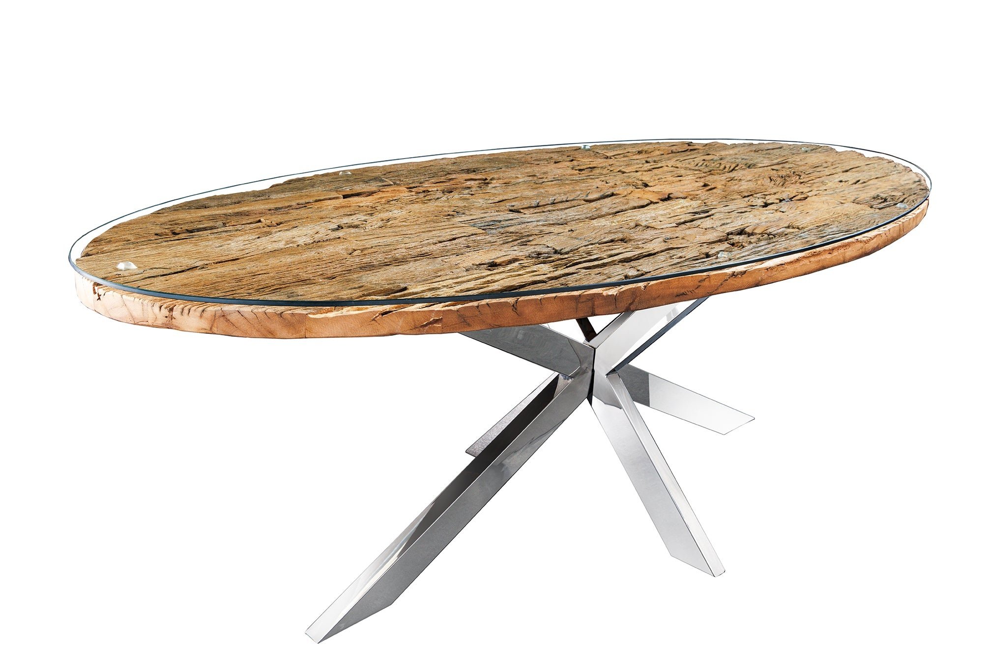 Invicta Interior Eettafel BARRACUDA 220cm ovaal teakhout glasplaat ovaal - 43626