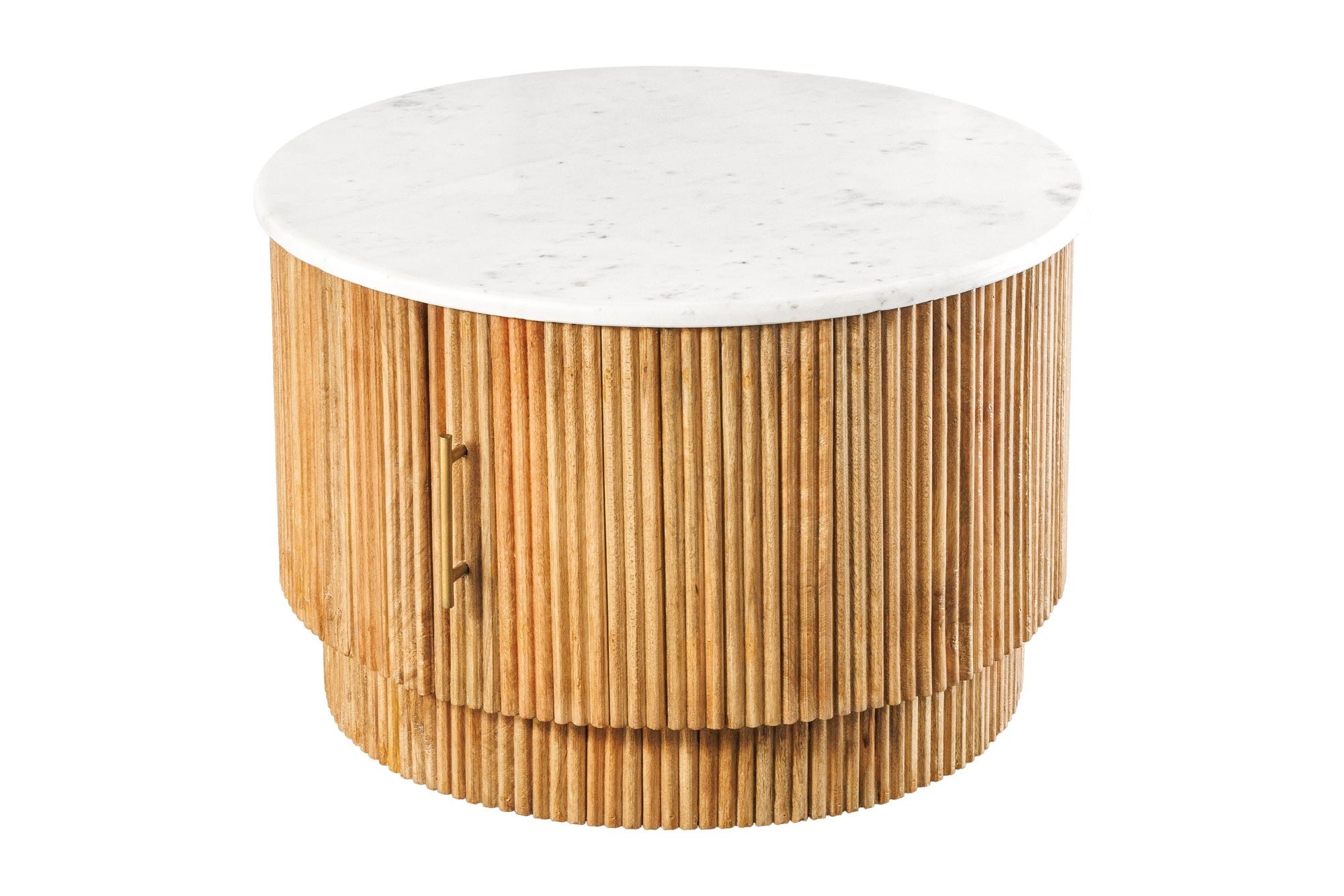 Invicta Interior Salontafel TRES CHIC Ø 60cm rond mangohout naturel met wit marmeren blad - 45753