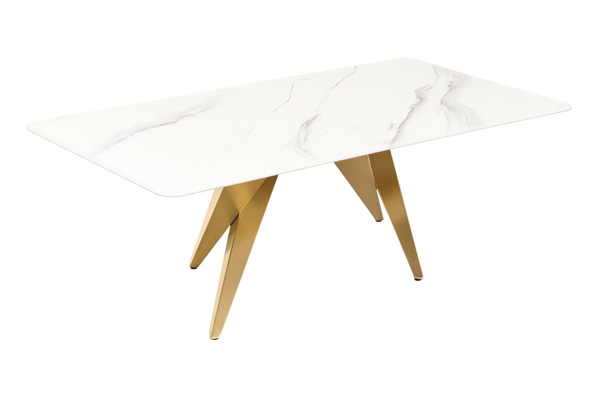 Invicta Interior Salontafel ART LIVING 130cm keramisch wit marmeren blad met champagne gouden frame - 46204