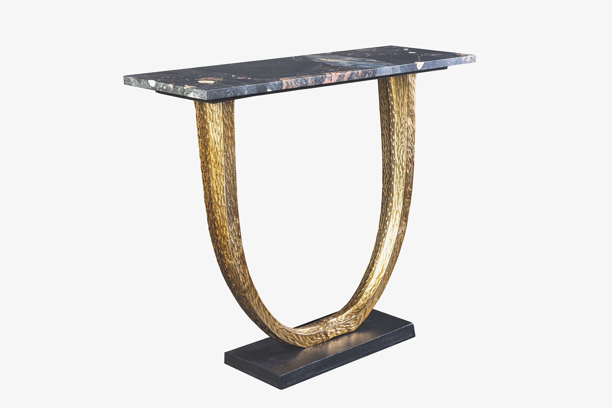 Invicta Interior Console OMEGA 80cm marmer zwart met gouden frame handgemaakt - 44851