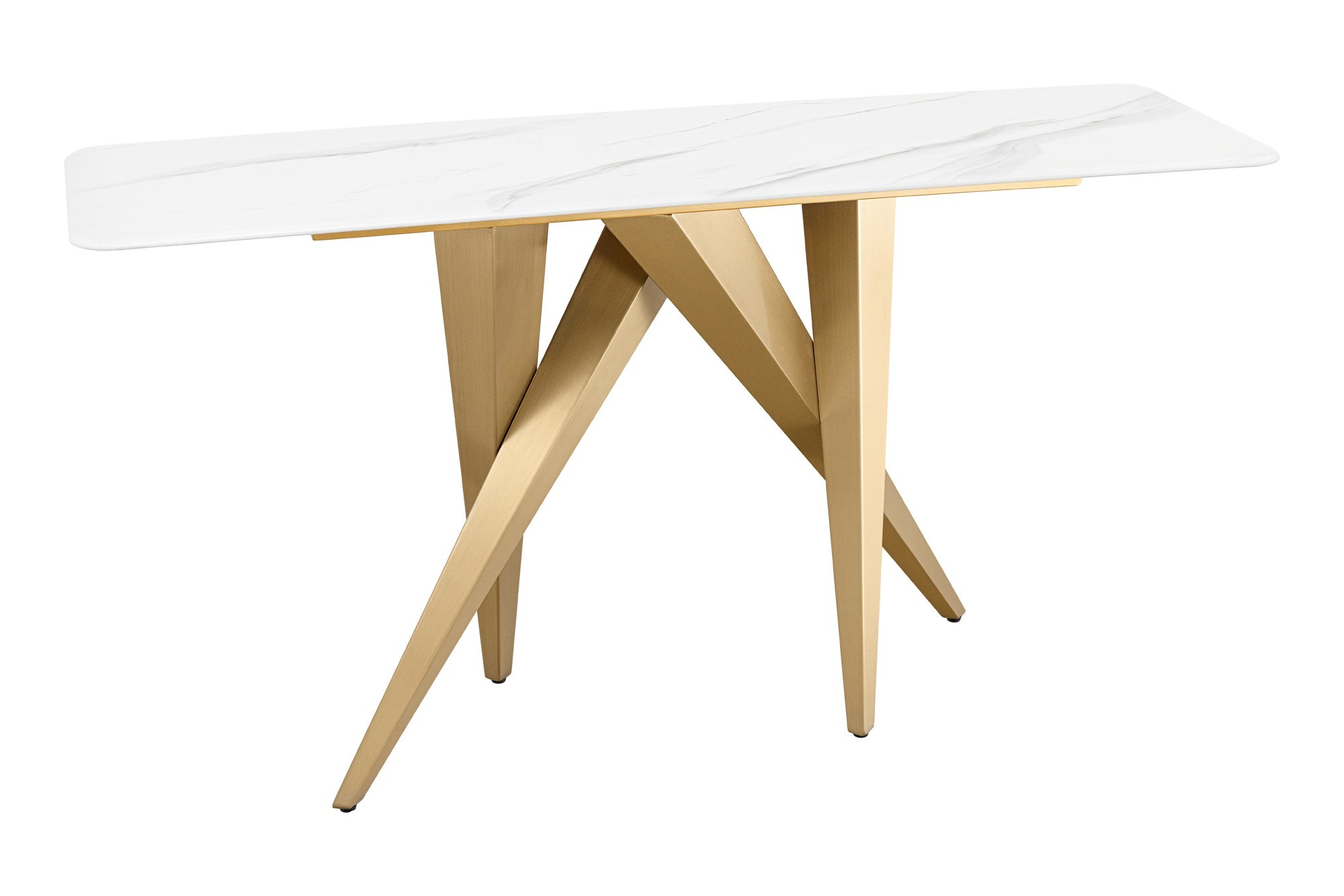 Invicta Interior Console ART LIVING 140cm keramisch wit marmeren blad met champagne gouden frame - 46203
