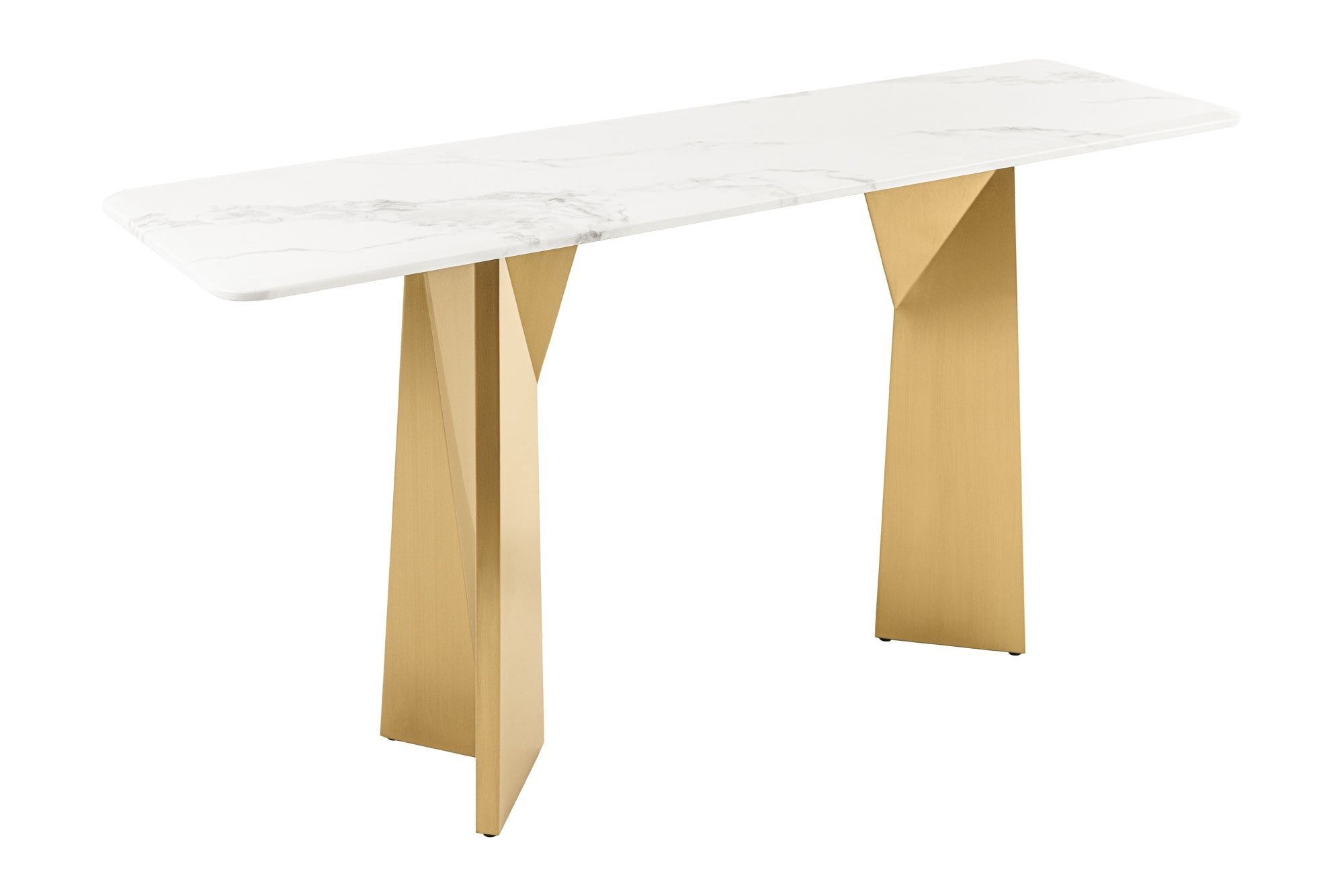 Invicta Interior Console EXTRAVAGANCIA 140cm met champagne gouden poten en wit marmeren blad - 45936