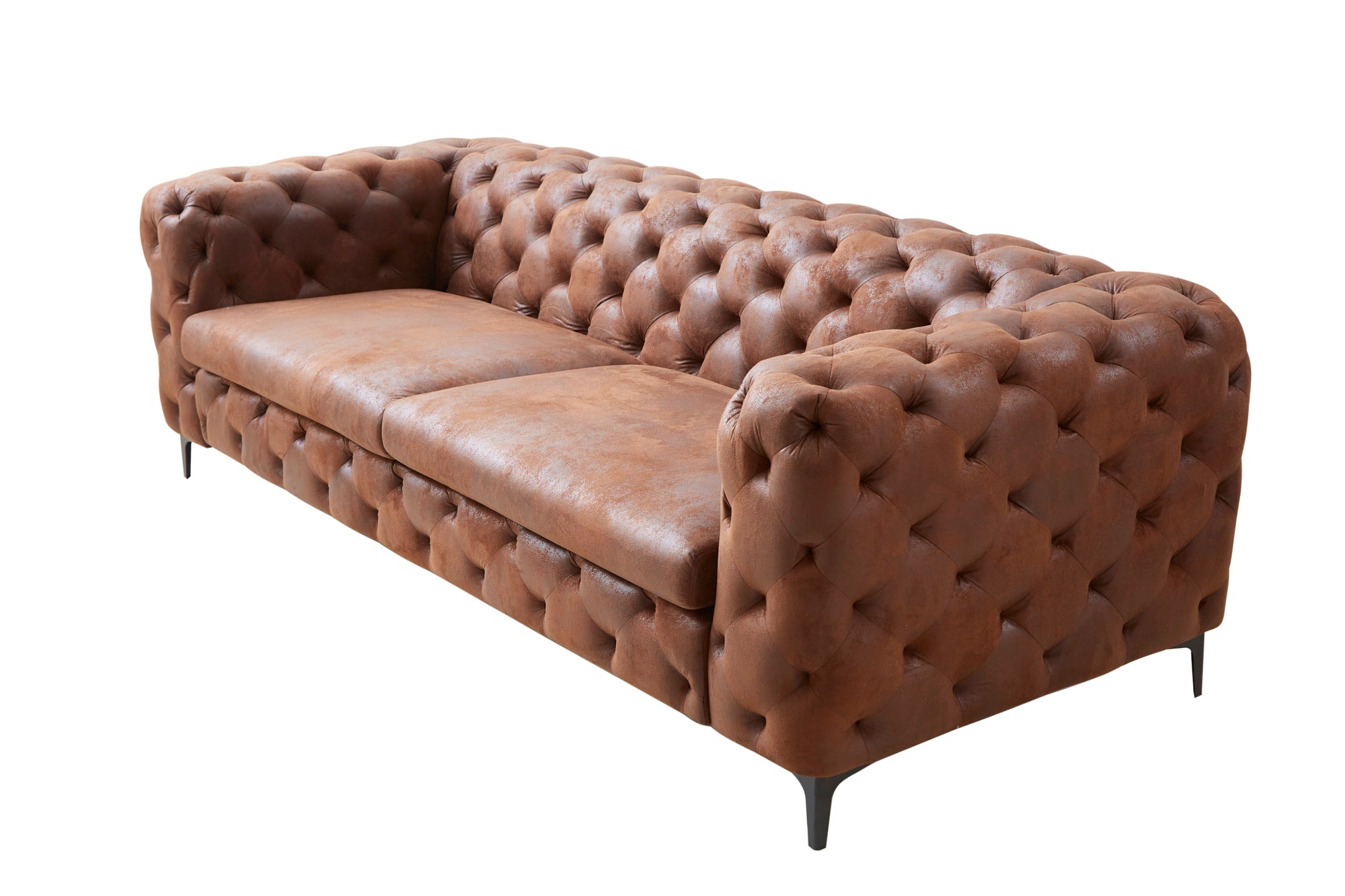 Invicta Interior Bank MODERN BAROCK 240cm 3-zits microvezel antiekbruin in chesterfield-stijl - 44396