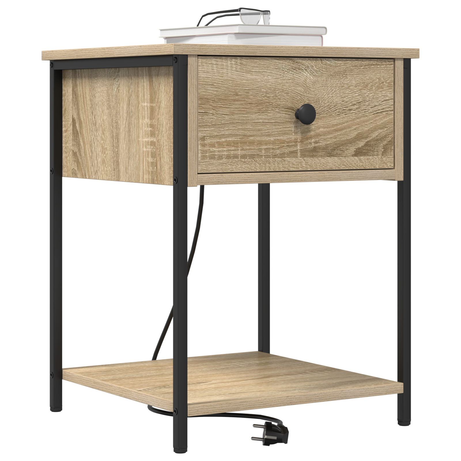 vidaXL Nachtkastje met lade Sonoma eiken 42 x 41 x 56 cm Bewerkt hout