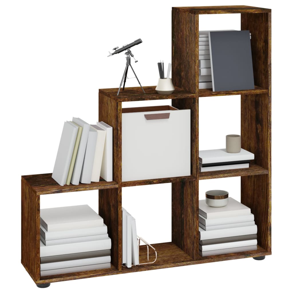vidaXL Boekenkast trapvormig 107 cm bewerkt hout gerookt eikenkleurig