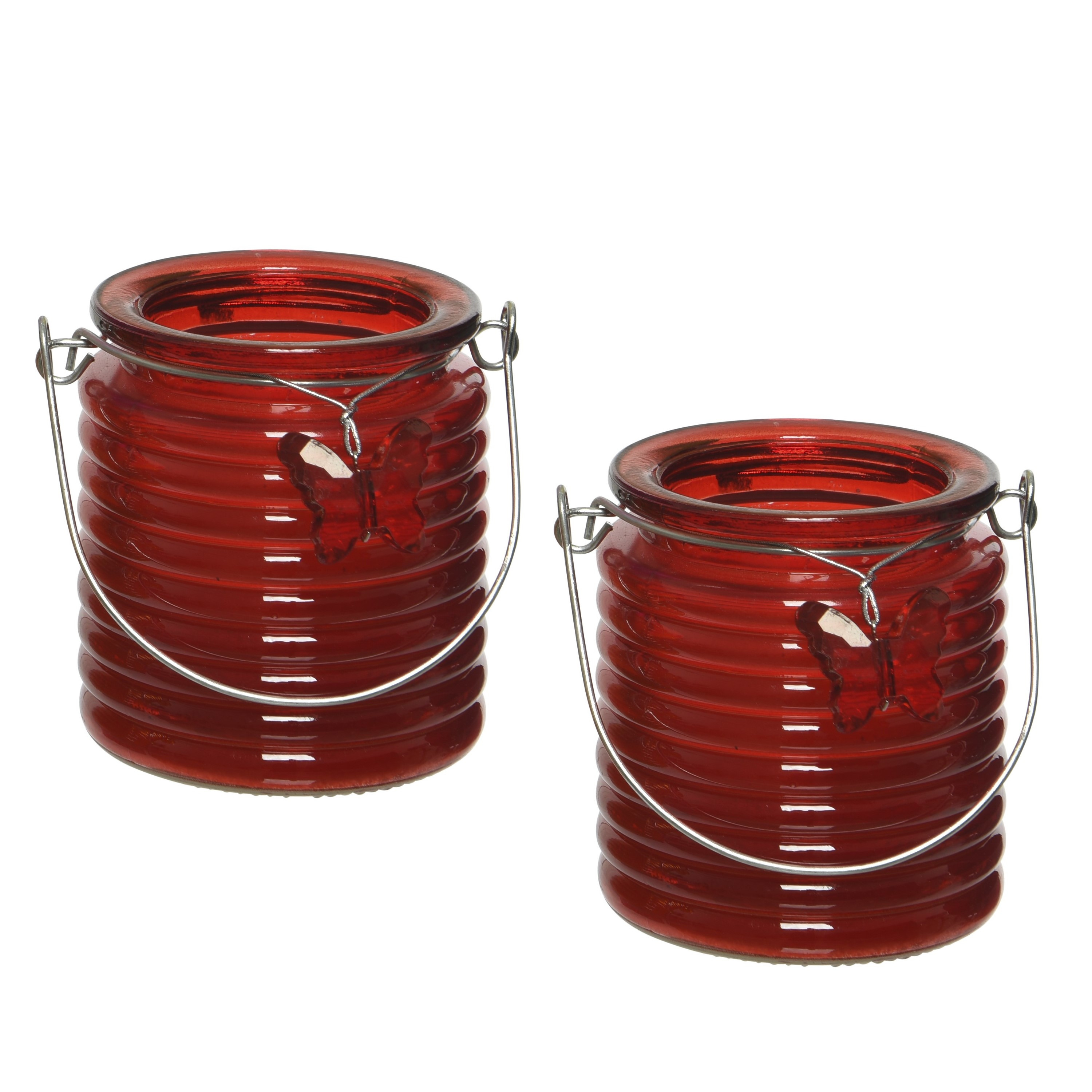 Decoris Citronella kaars - 3x - in windlicht - rood - 20 branduren - citrusgeur -