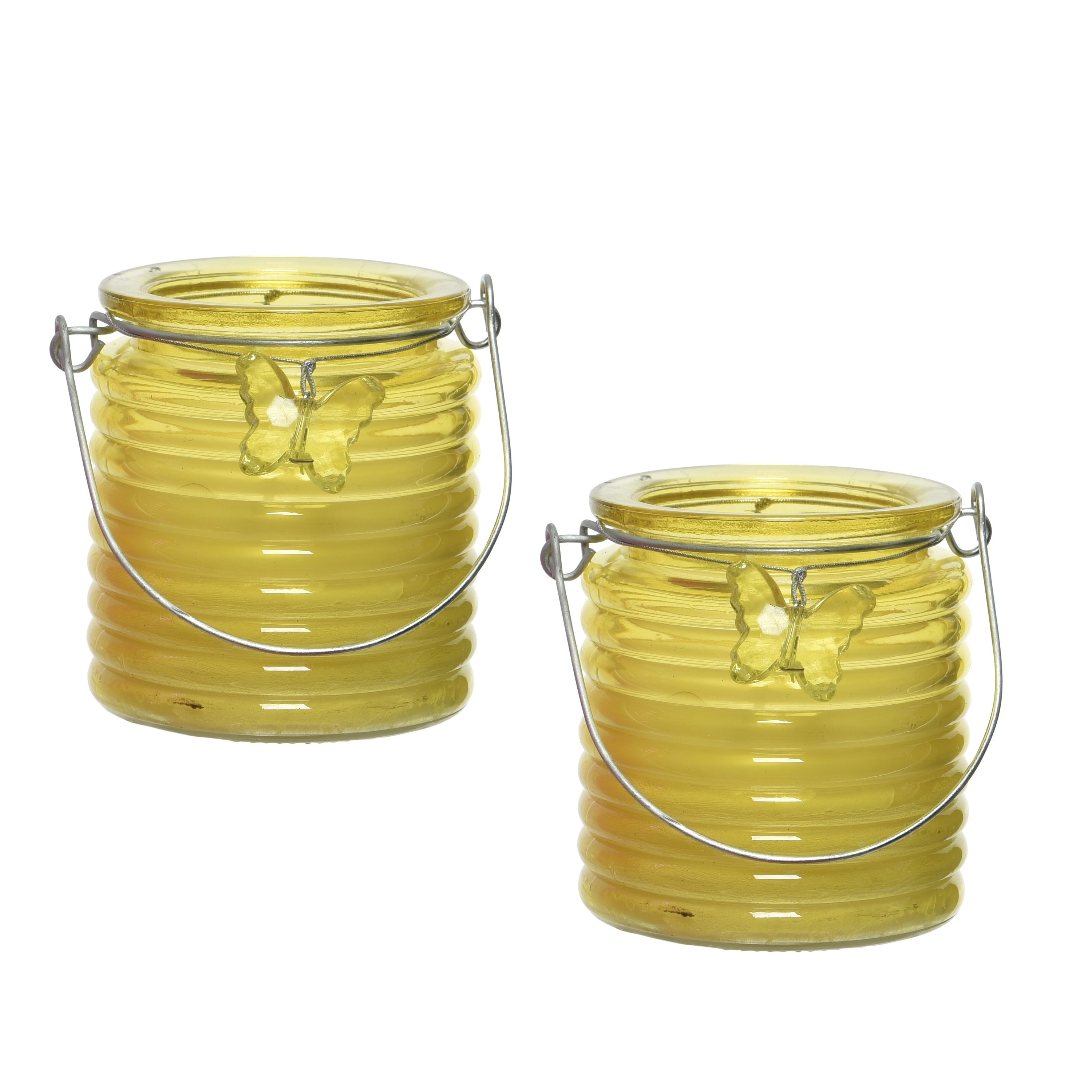 Decoris Citronella kaars - 5x - in windlicht - geel - 20 branduren - citrusgeur -