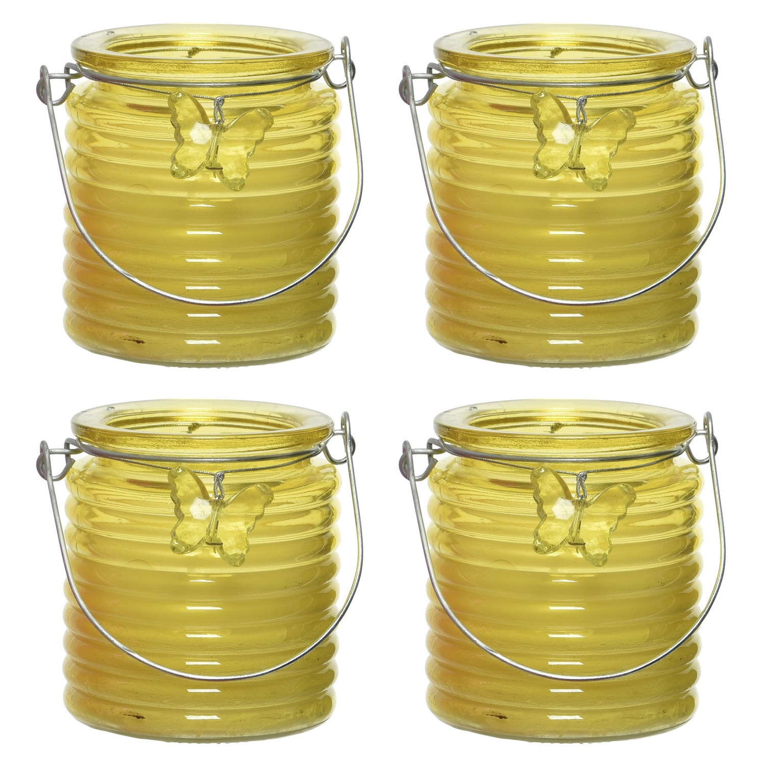 Decoris Citronella kaars - 10x - in windlicht - geel - 20 branduren - citrusgeur -