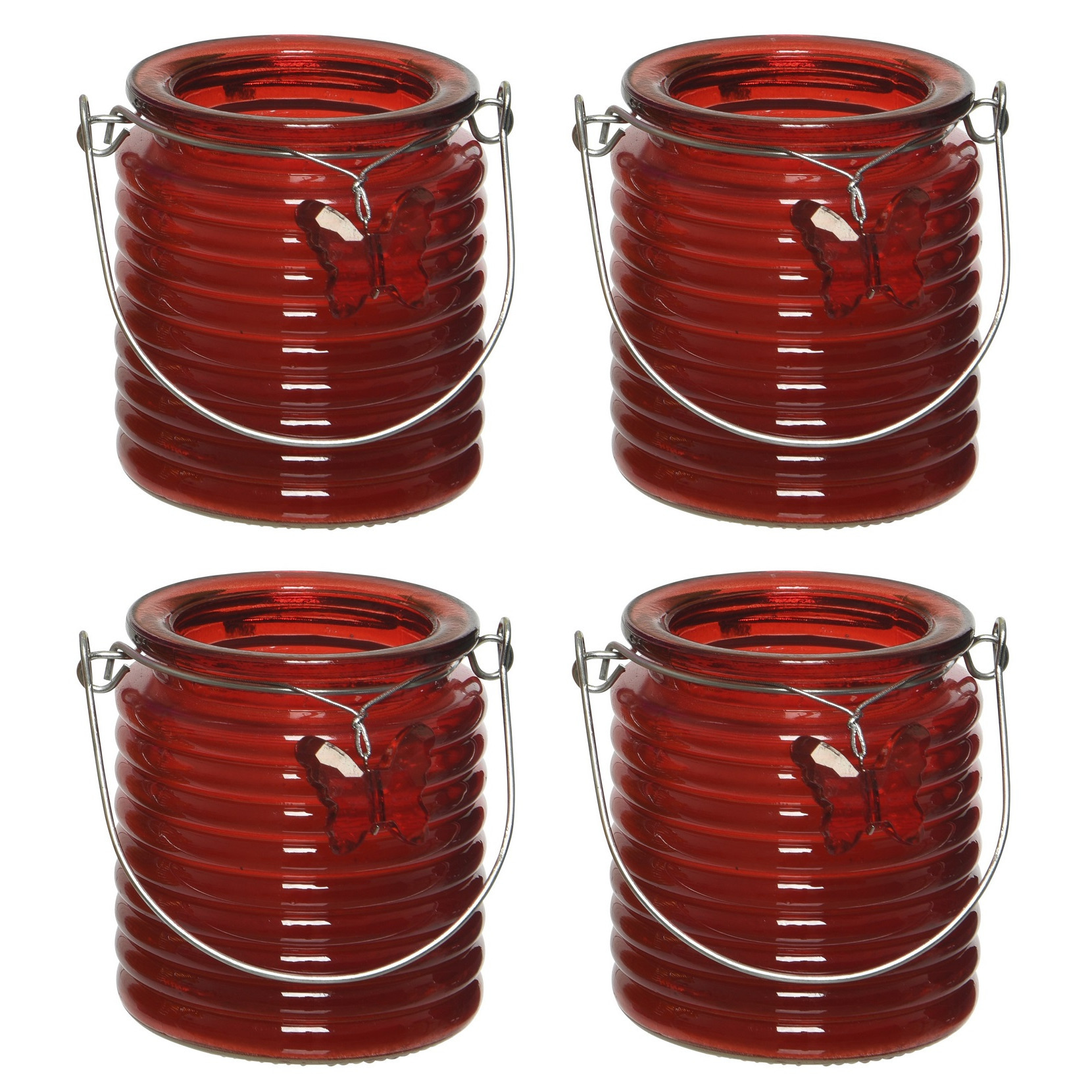 Decoris Citronella kaars - 10x - in windlicht - rood - 20 branduren - citrusgeur -