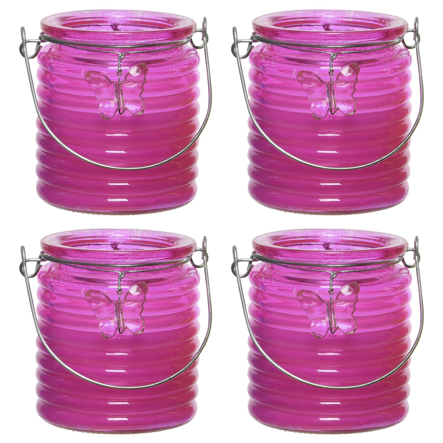 Decoris Citronella kaars - 10x - in windlicht - roze - 20 branduren - citrusgeur -