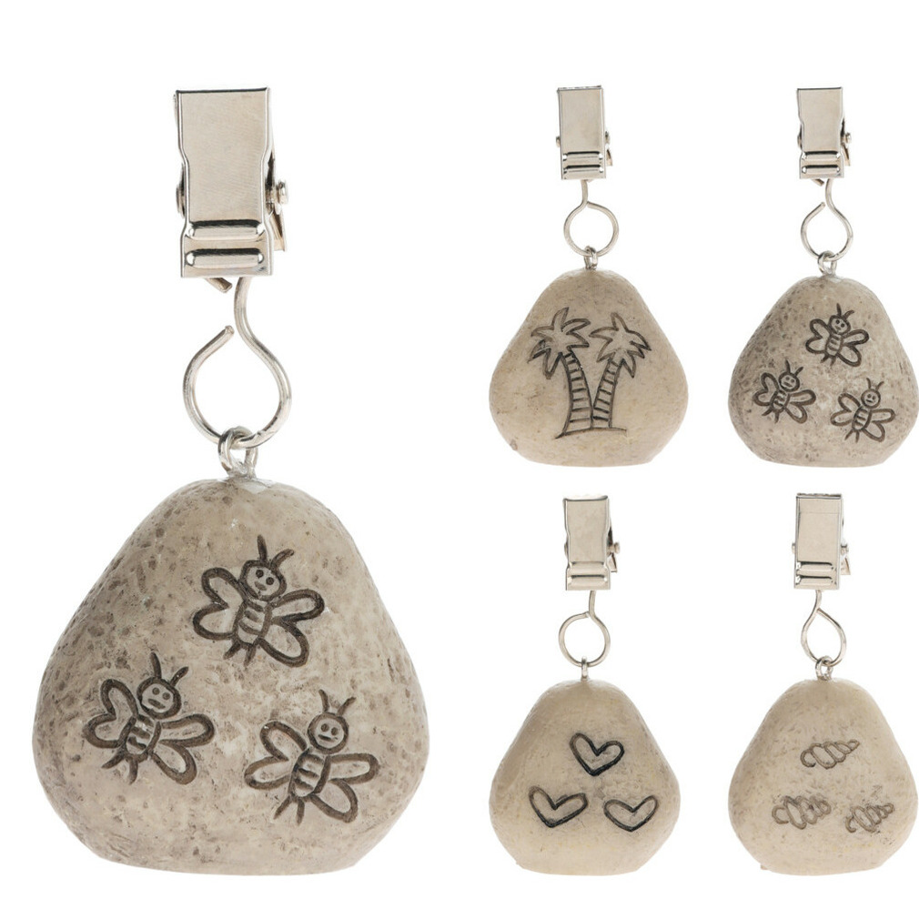 Excellent Houseware Tafelkleed gewichtjes - 4x - Ibiza style - kunststeen - grijs - 4,5 cm -