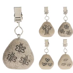 Excellent Houseware Tafelkleed gewichtjes - 8x - Ibiza style - kunststeen - grijs - 4,5 cm -