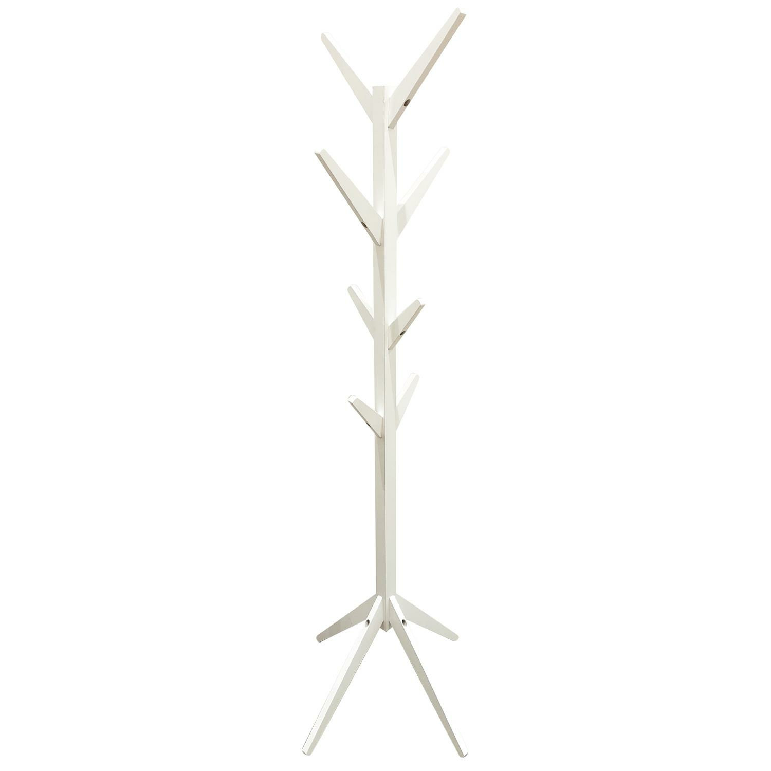 Home Deco Factory Kapstok - wit - hout - 8 haken - 178 cm - staand -