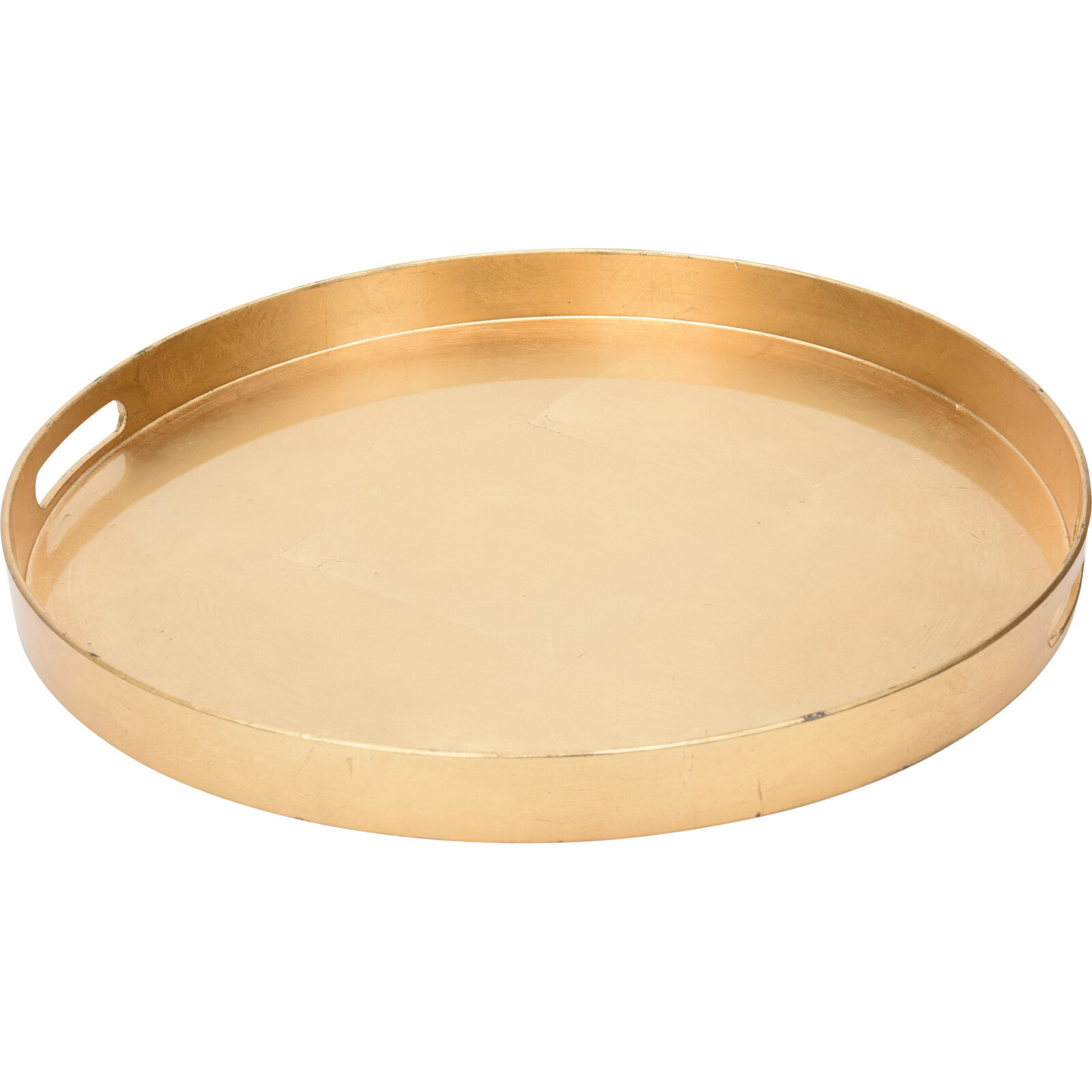 Merkloos Dienblad/serveerblad - RVS - D46 x H4 cm - goud - met opstaande rand -