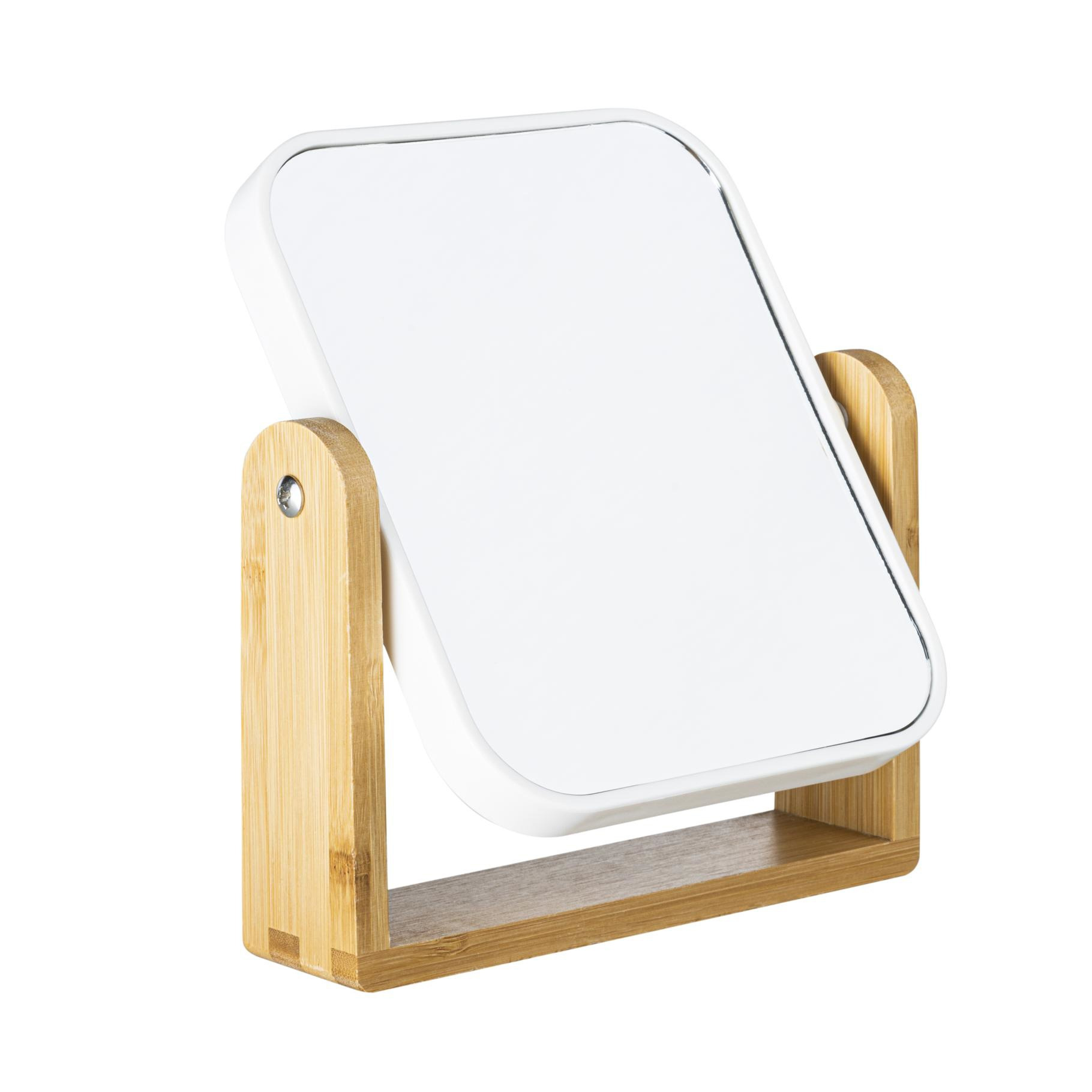 HI Dubbele make-up spiegel - op voet - 15 x 18 cm - wit - scheerspiegel -