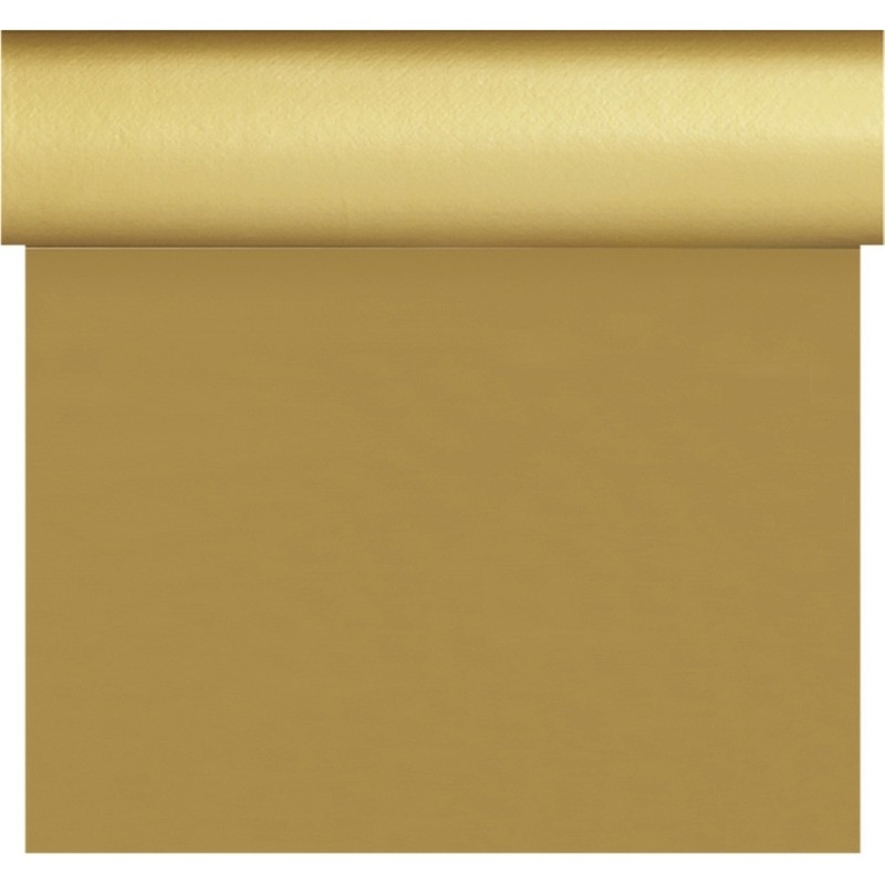 Merkloos Kerst thema tafelloper/placemats goud unikleur x 480 cm -