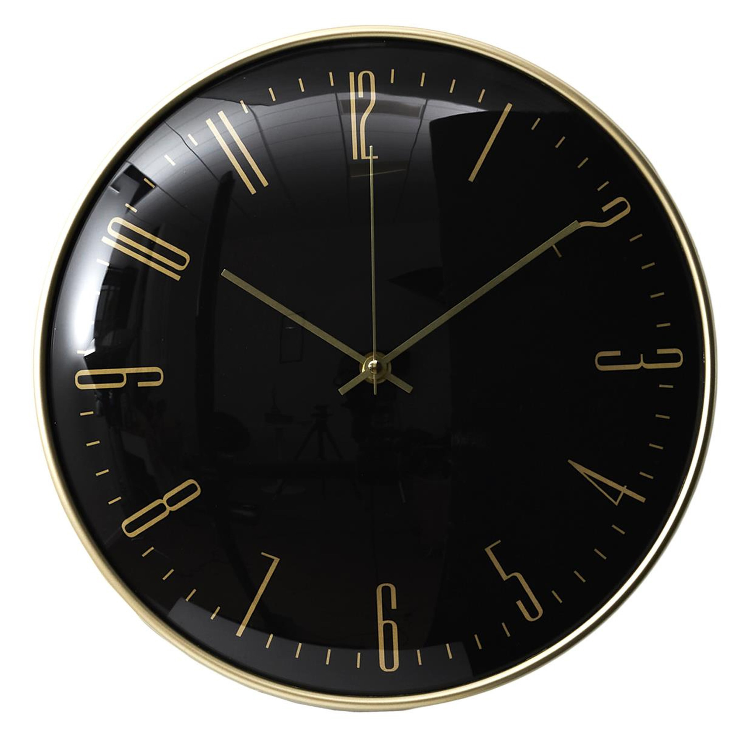 Home Deco Factory stille wandklok - goud/zwart - D30 cm - kunststof -