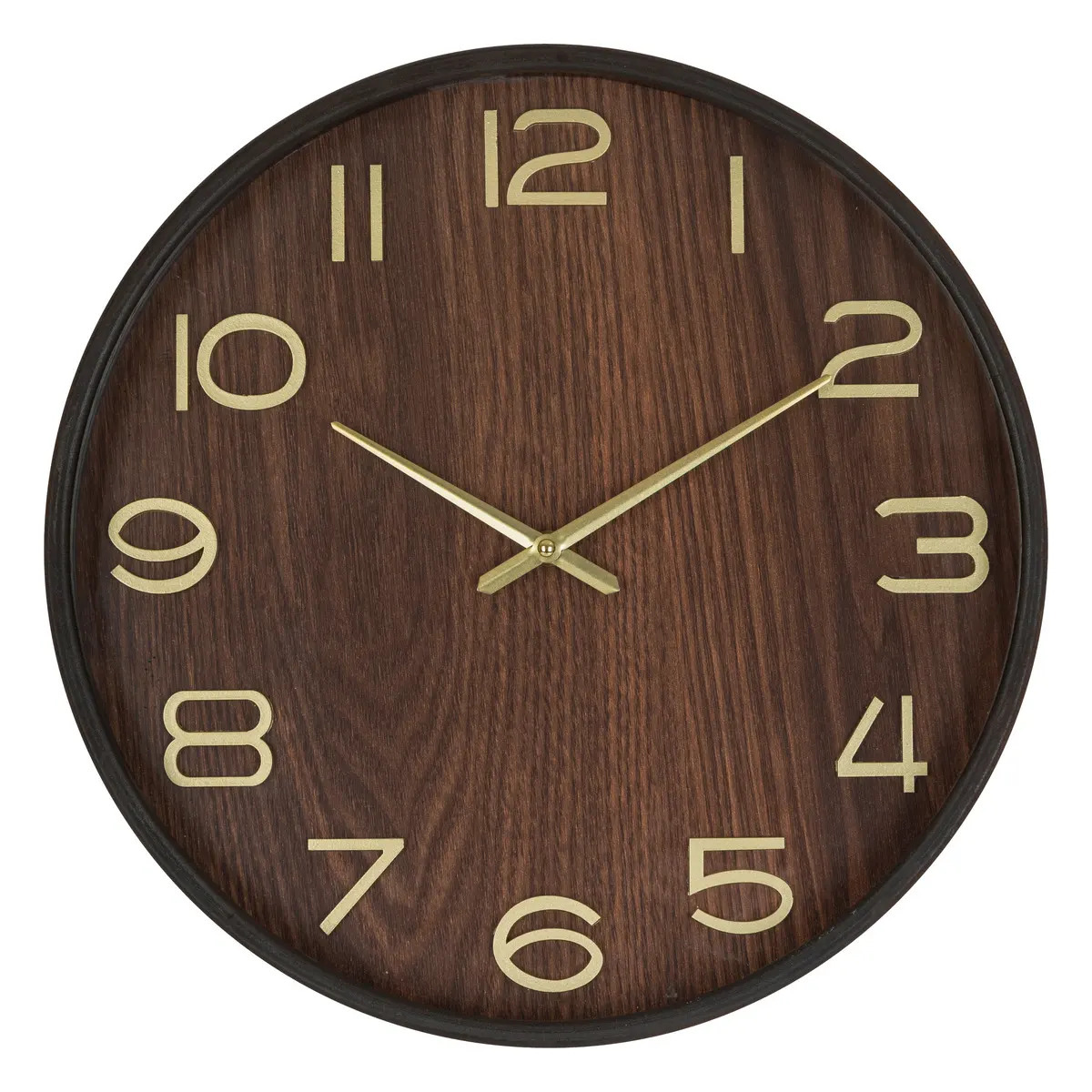 Atmosphera Wandklok/muur klok - Woody - Dia cm - hout - bruin -