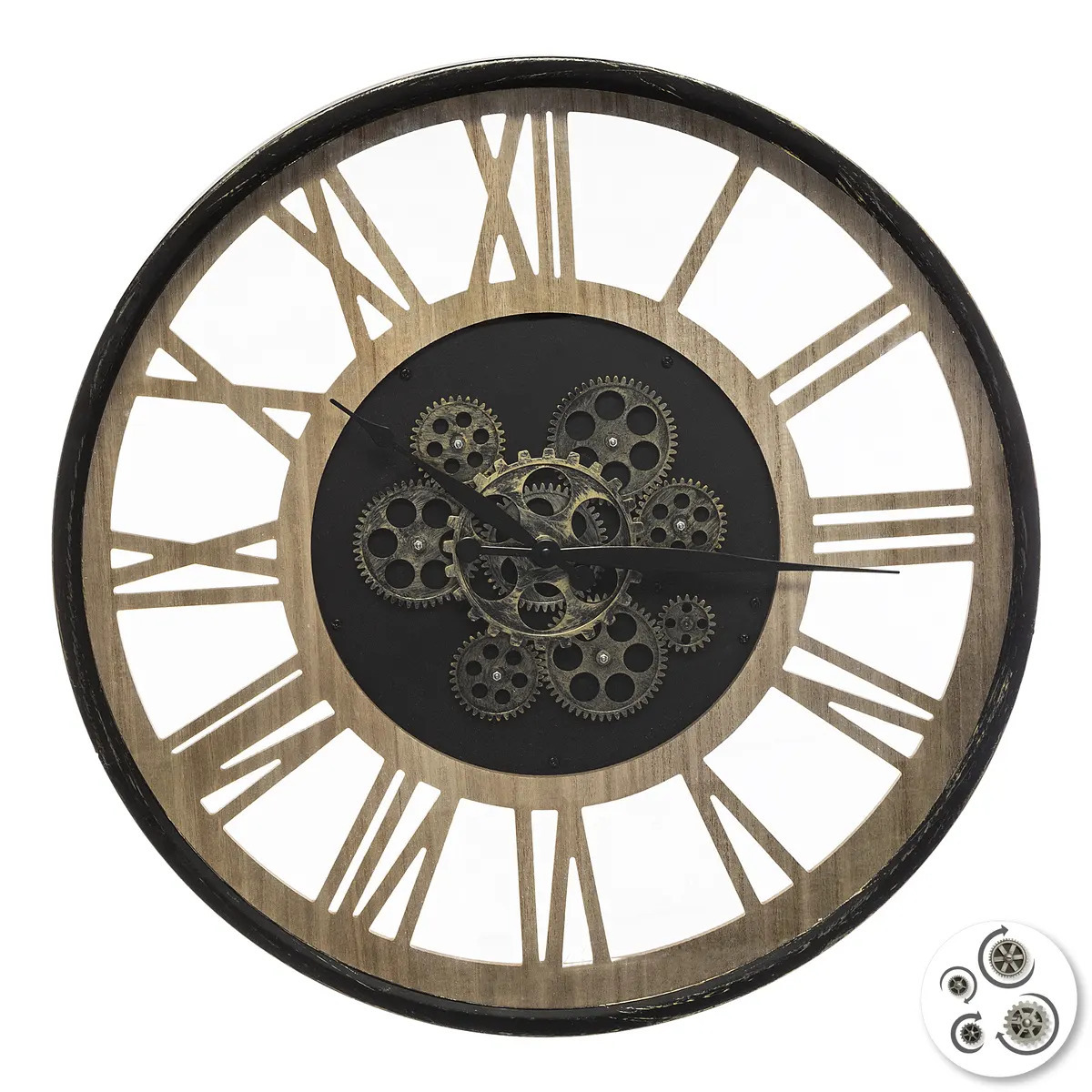 Atmosphera Wandklok/muur klok - Vintage - Dia 57 cm - kunststof/glas -