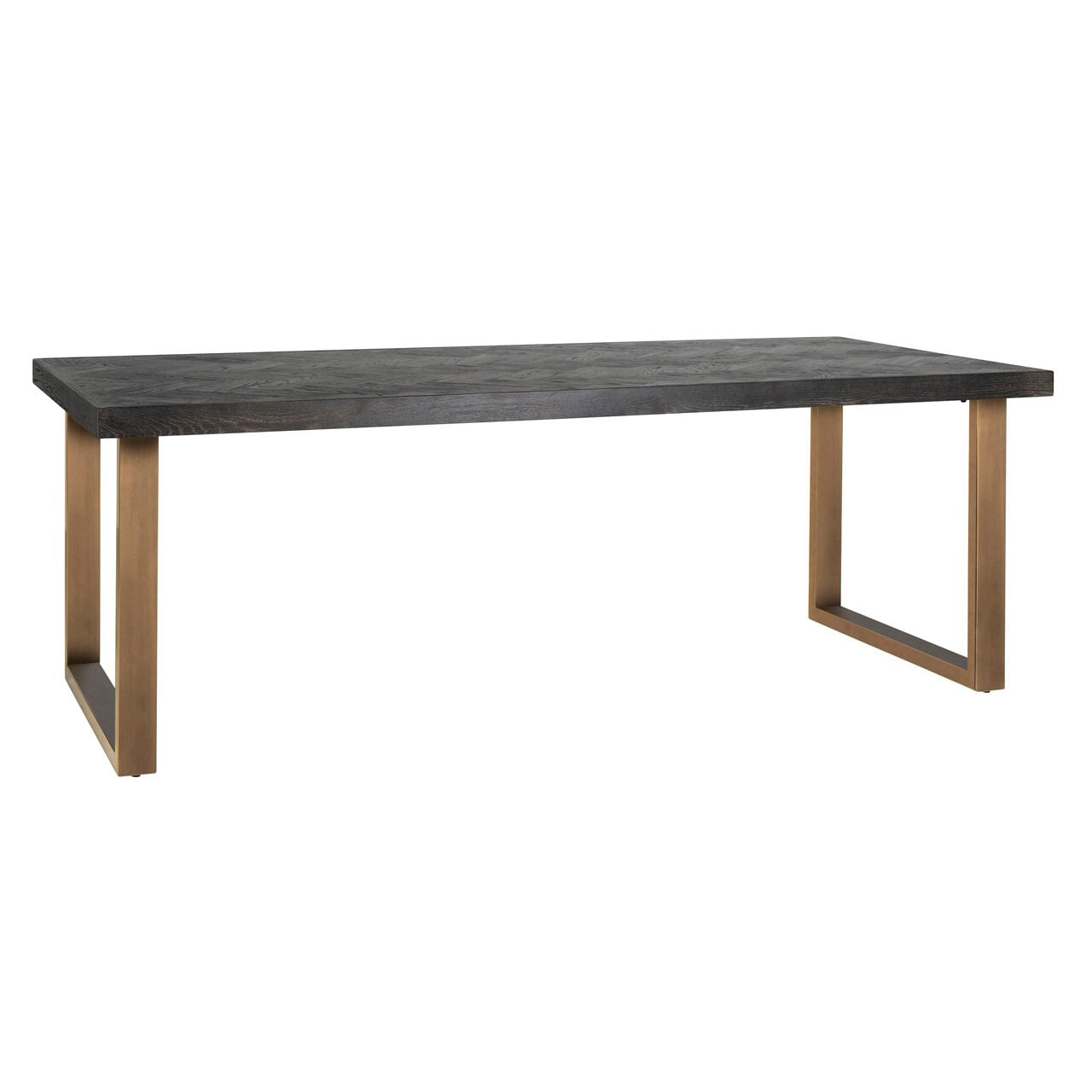 Richmond Interiors Richmond Eettafel Blackbone Brass, EIkenhout en staal, 180 x 100cm - Bruin