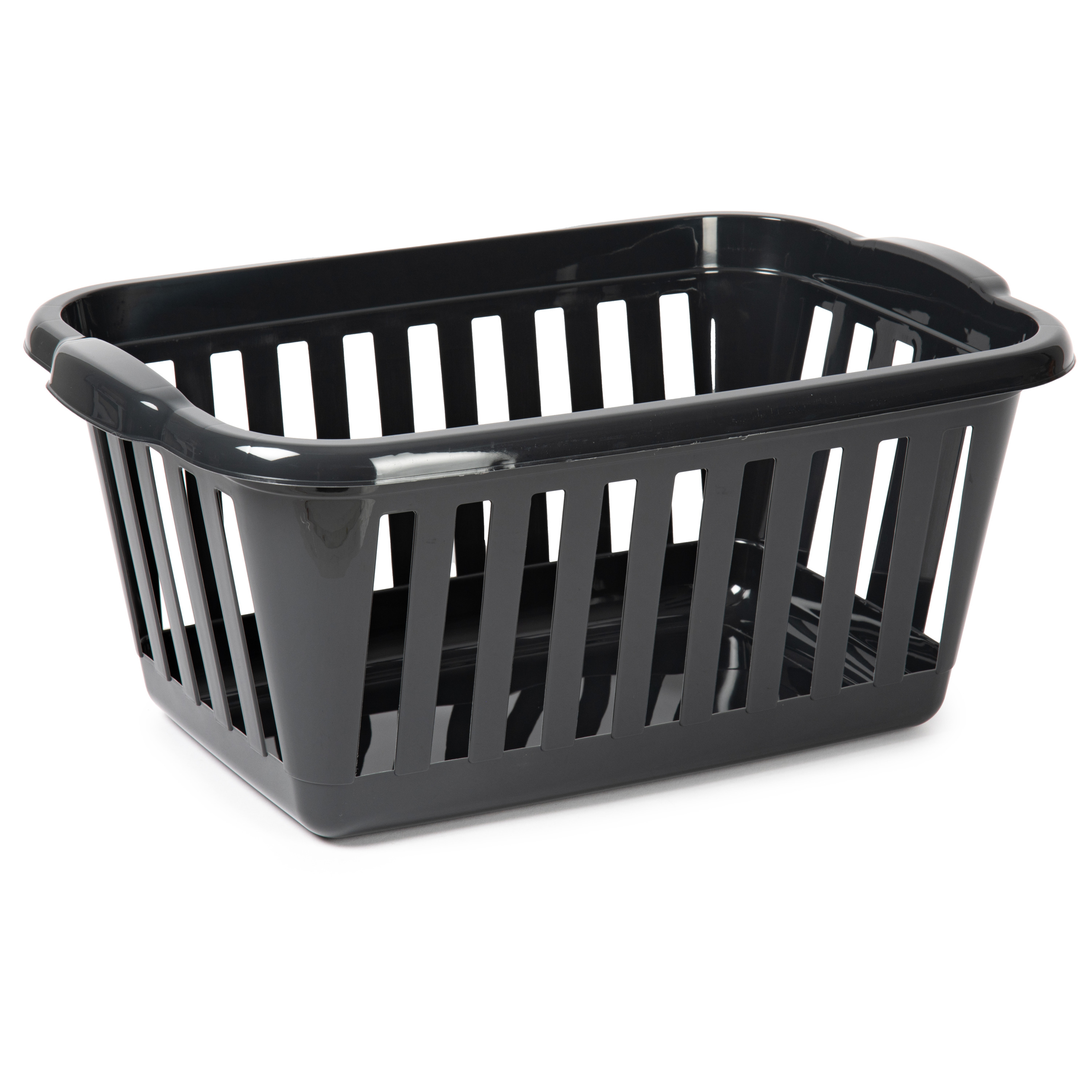 PlasticForte Wasmand - zwart - kunststof - liter - 60 x x 26 cm - manden voor wasgoed - huishouden -