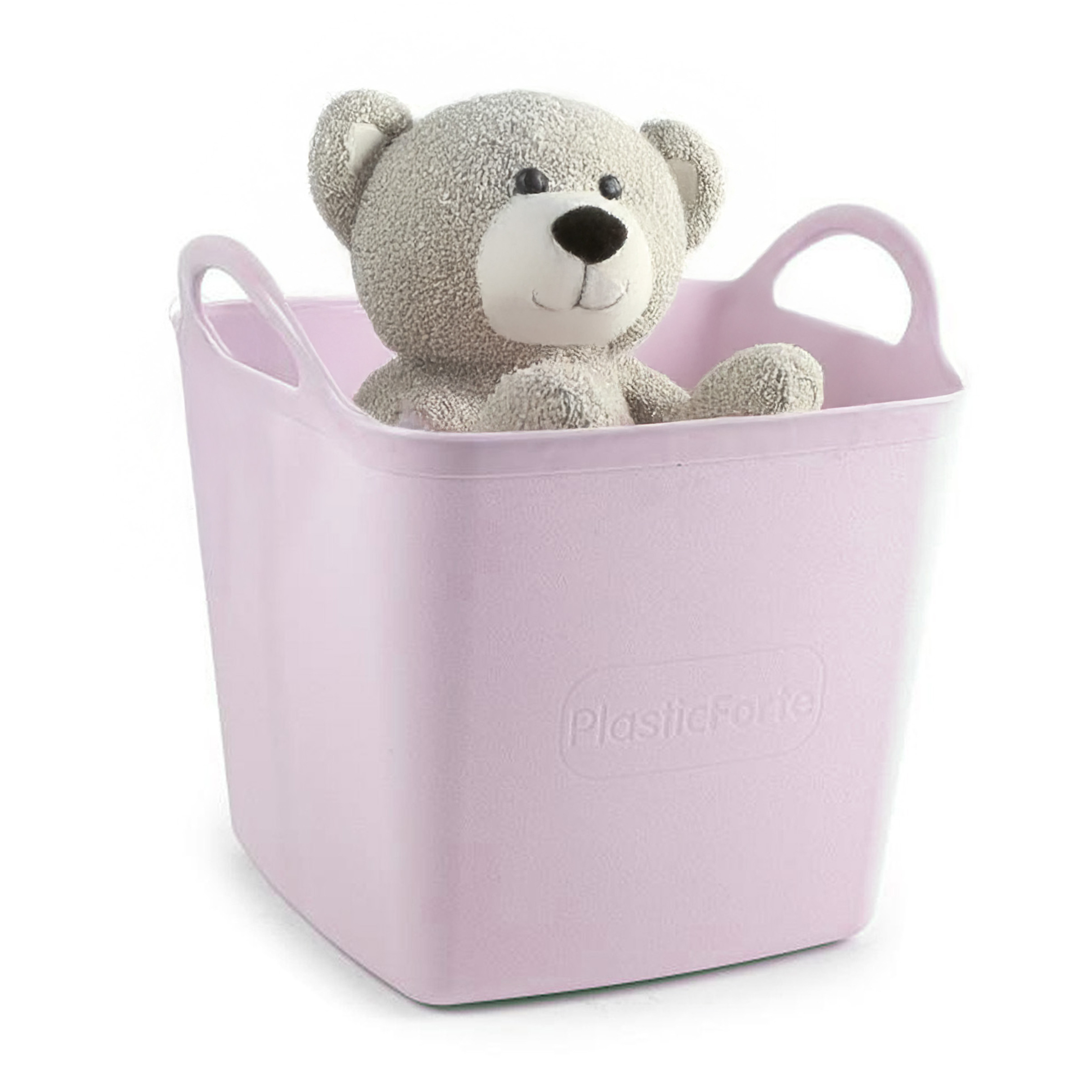 PlasticForte Kunststof Kuip / emmer / wasmand - flexibel - oudroze - 27 liter - vierkant - met hengsels -