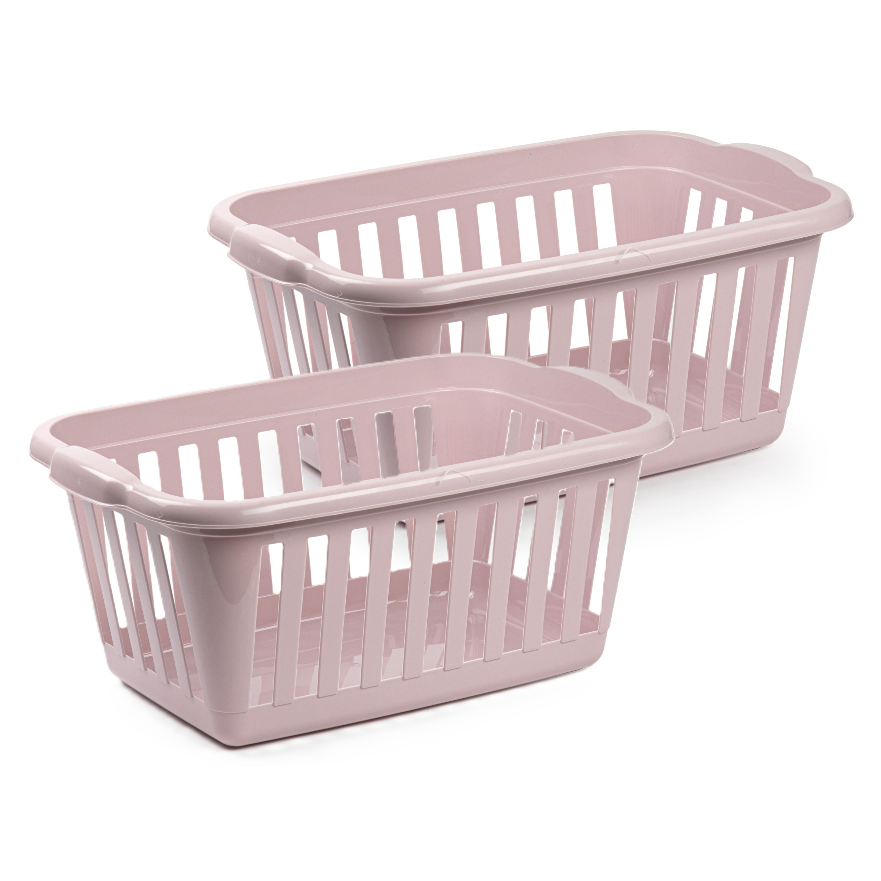 PlasticForte Wasmand - 2x - roze - kunststof - liter - 60 x x 26 cm - manden voor wasgoed - huishouden -
