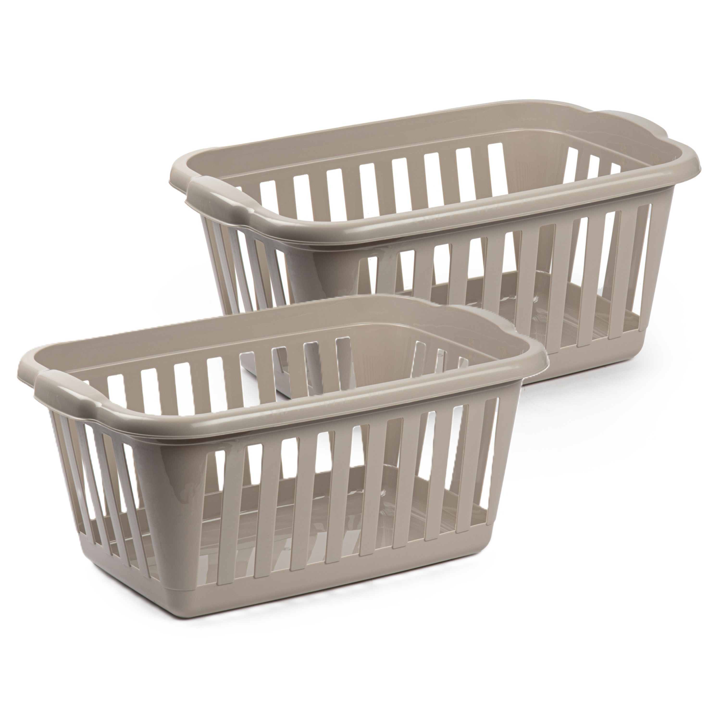 PlasticForte Wasmand - 2x - beige - kunststof - liter - 60 x x 26 cm - manden voor wasgoed - huishouden -