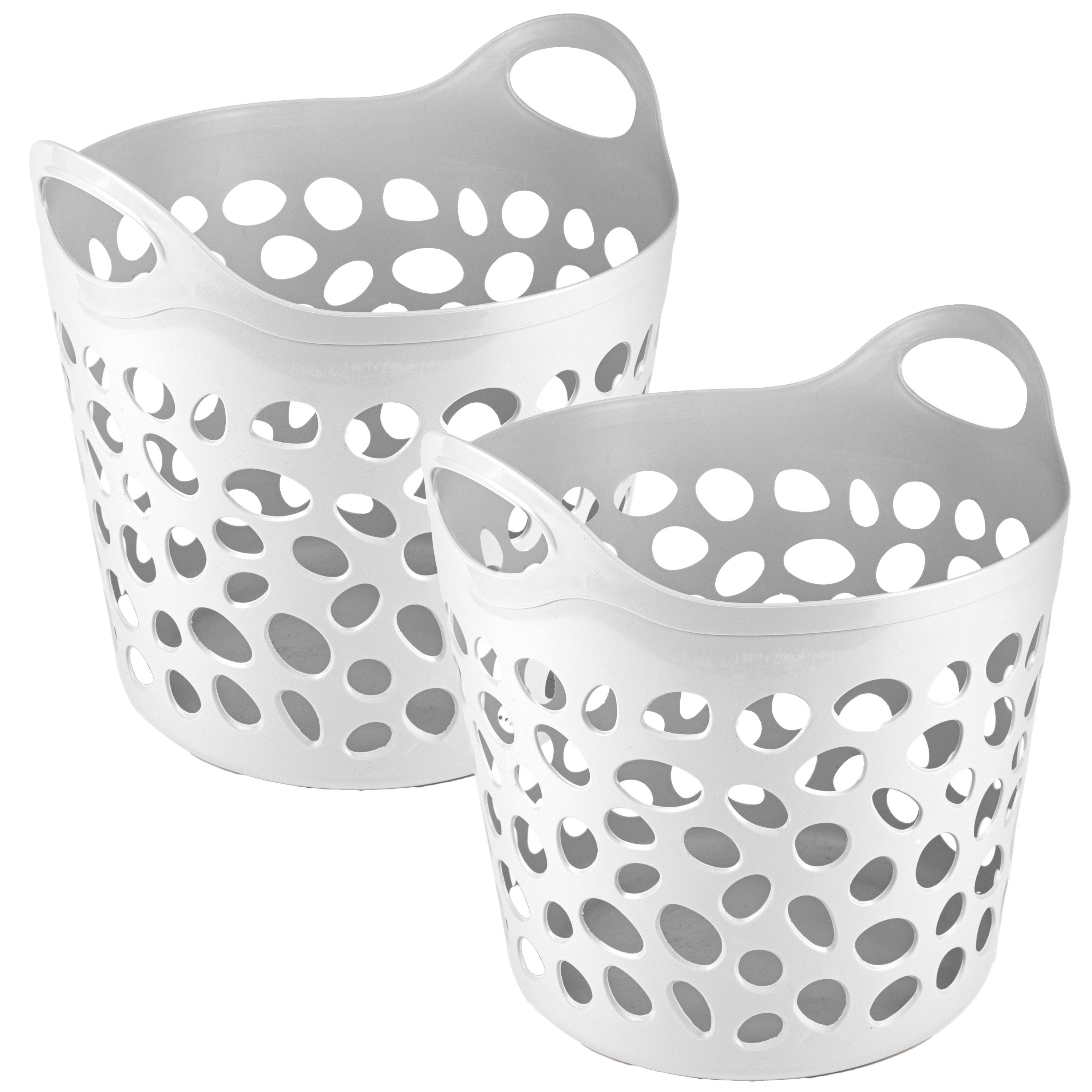 PlasticForte Flexibele wasmand/opbergmand - 2x - rond - wit - 30 liter - D40 x H39 cm -