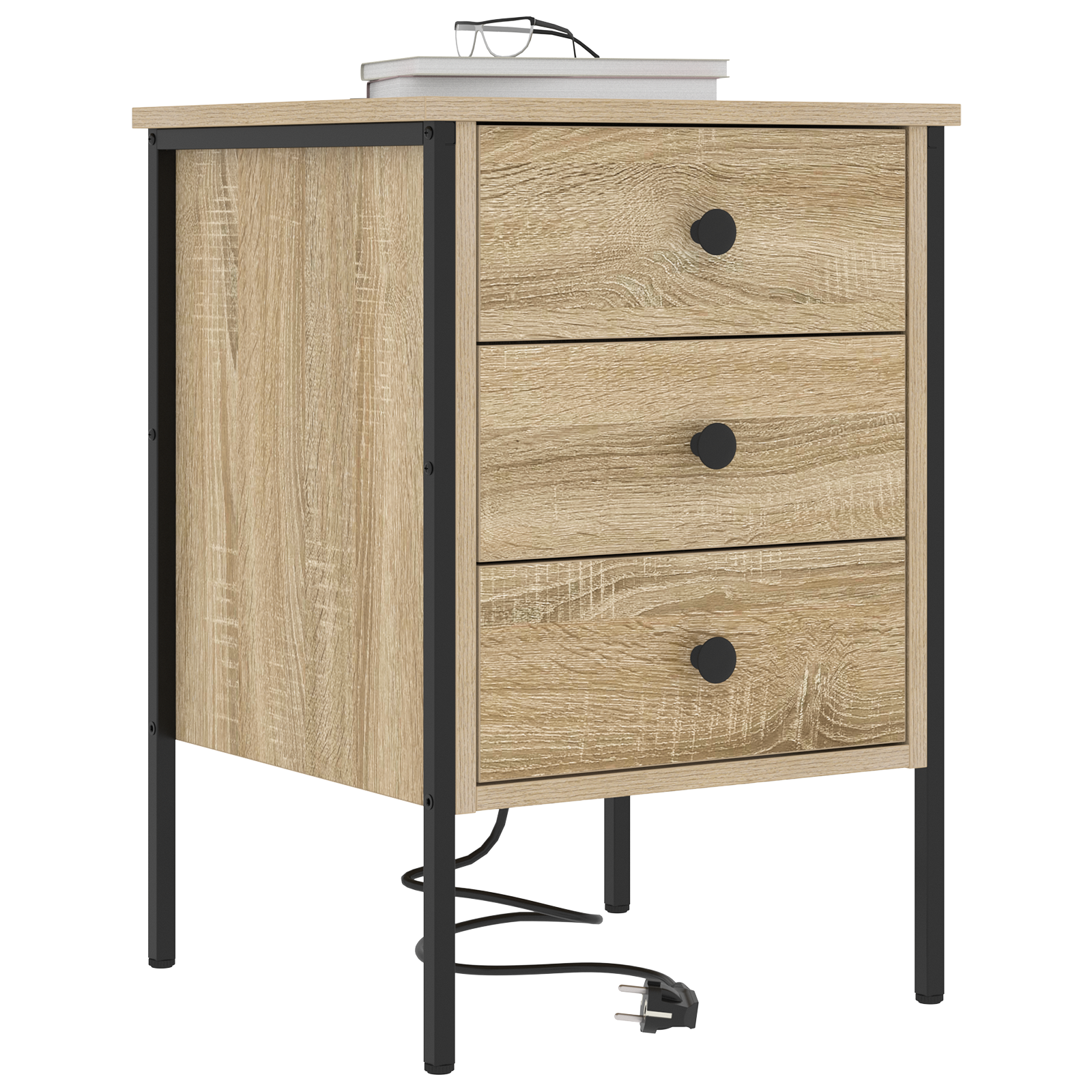 vidaXL Nachtkastje met lade Sonoma eiken 42 x 41 x 61 cm Bewerkt hout