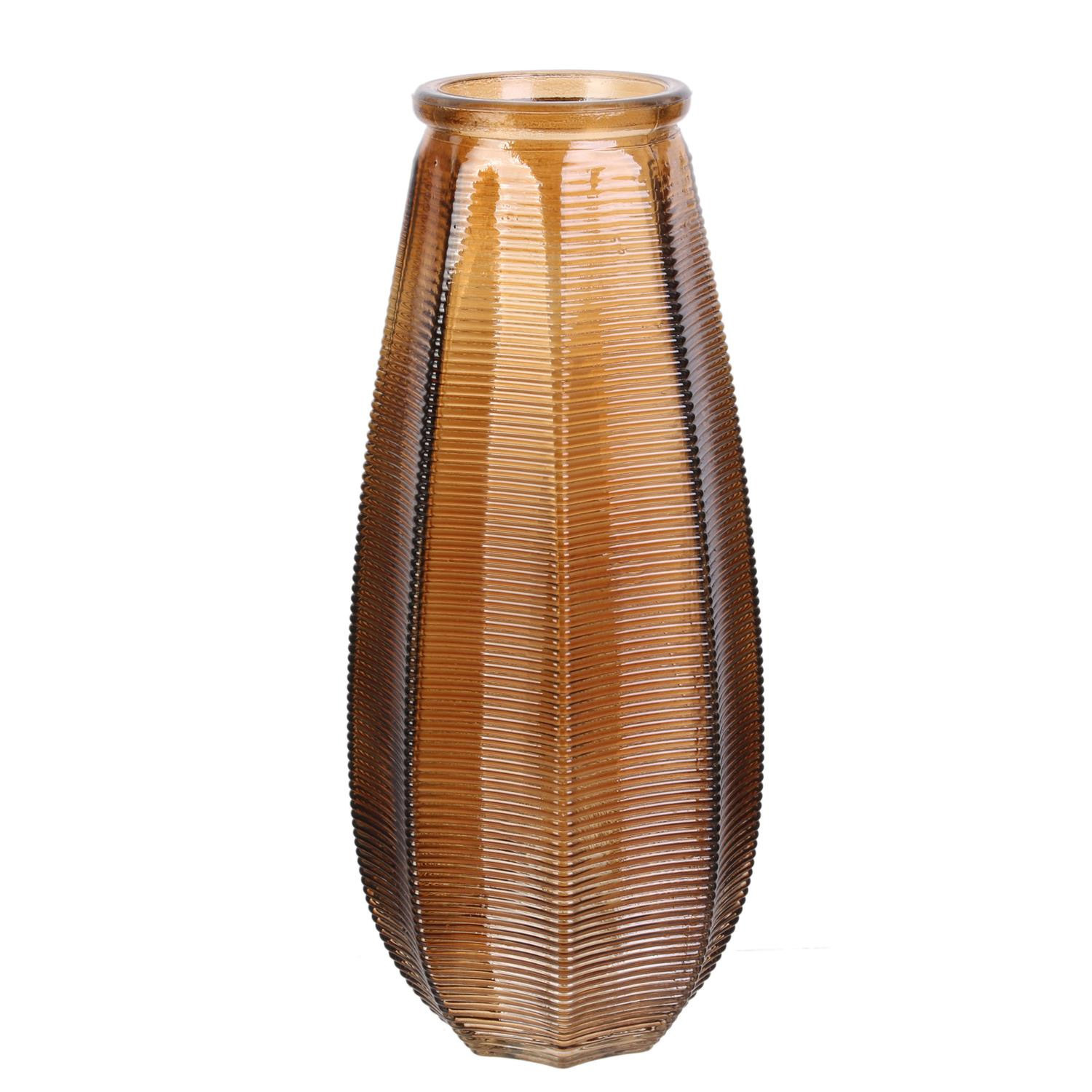 Home Deco Factory Bloemenvaas Capella - boeket - glas - amber- H28 cm -