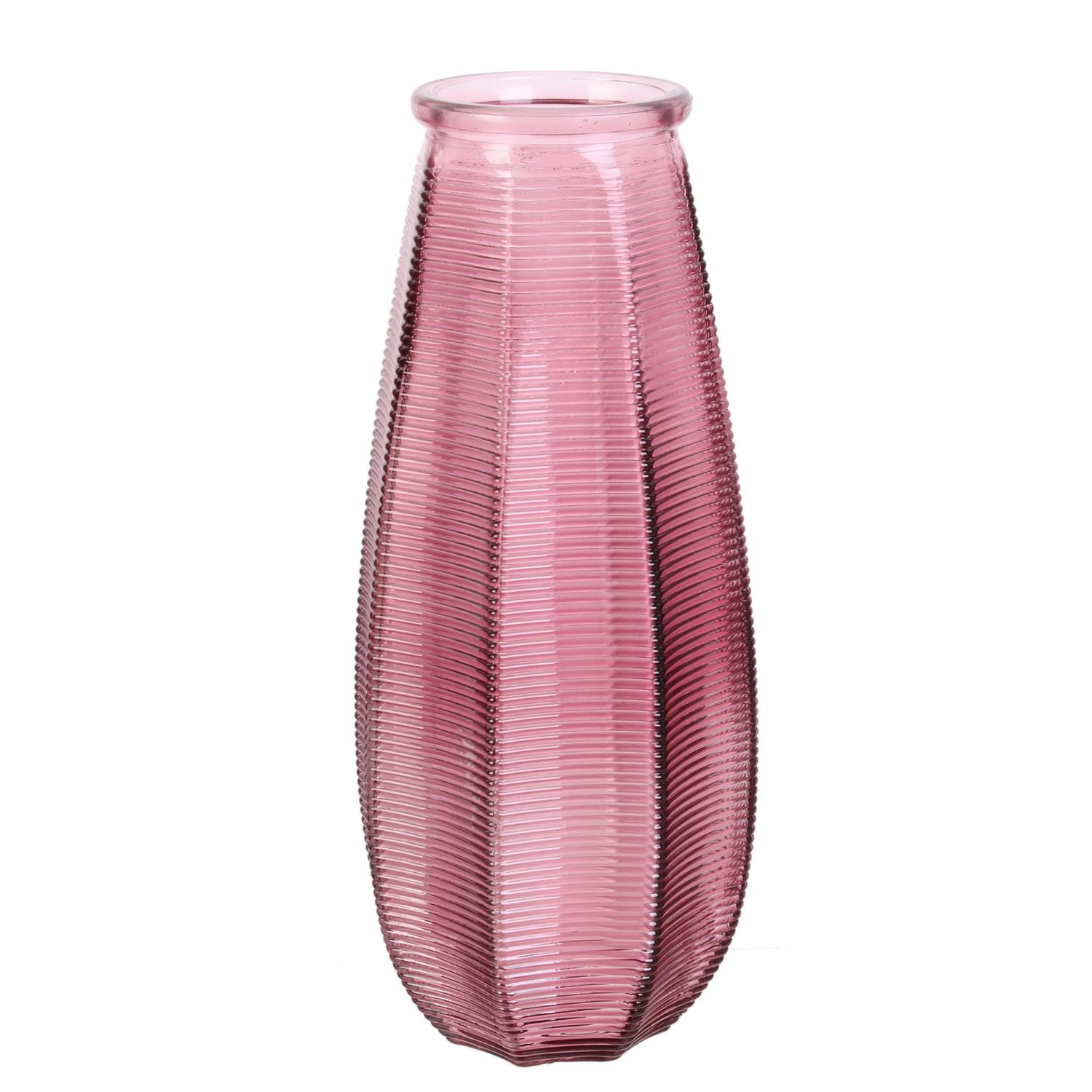 Home Deco Factory Bloemenvaas Capella - boeket - glas - roze- H28 cm -