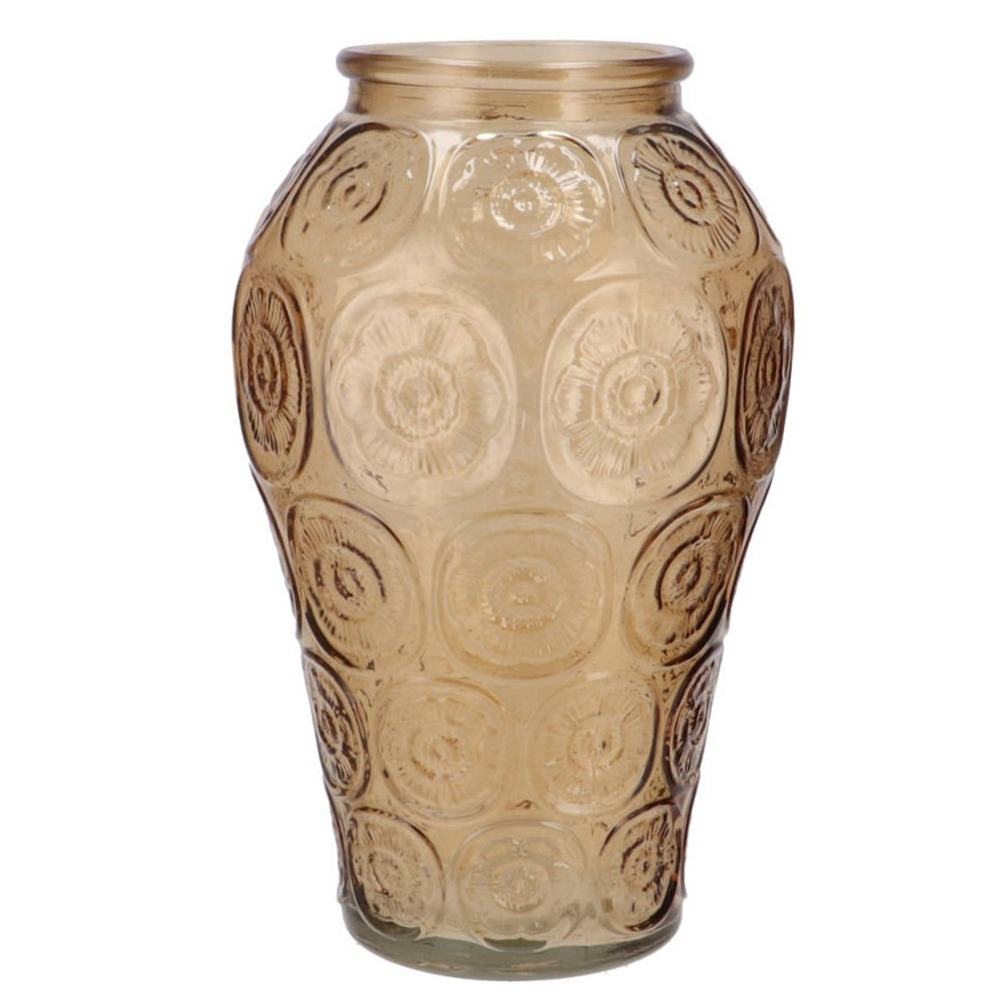 DK Design Bloemenvaas Circle - boeket vaas - glas - amber - 15 x 25 cm -