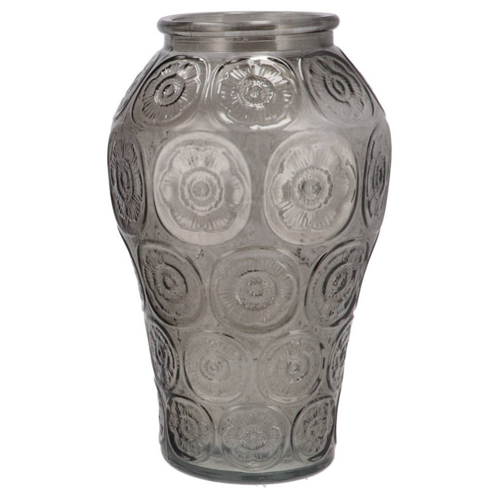 DK Design Bloemenvaas Circle - boeket vaas - glas - donkergrijs - 15 x 25 cm -