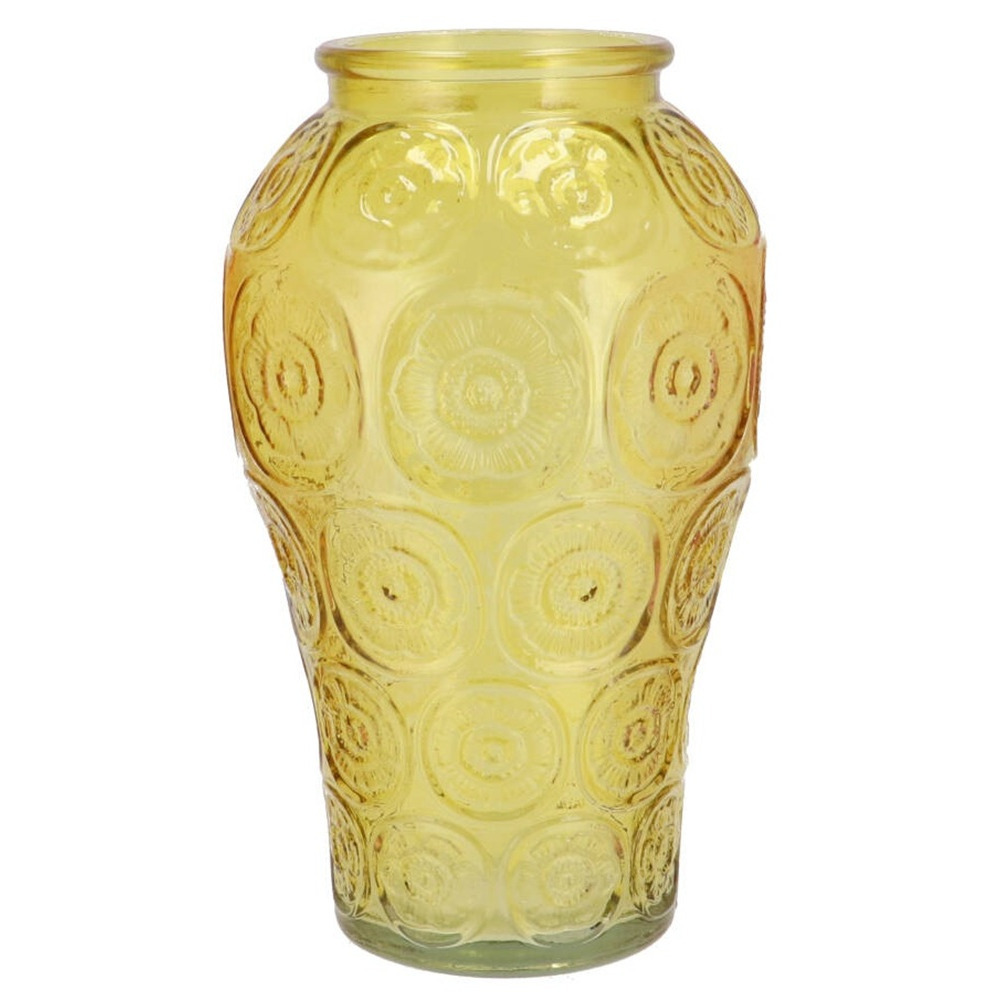DK Design Bloemenvaas Circle - boeket vaas - glas - geel - 15 x 25 cm -