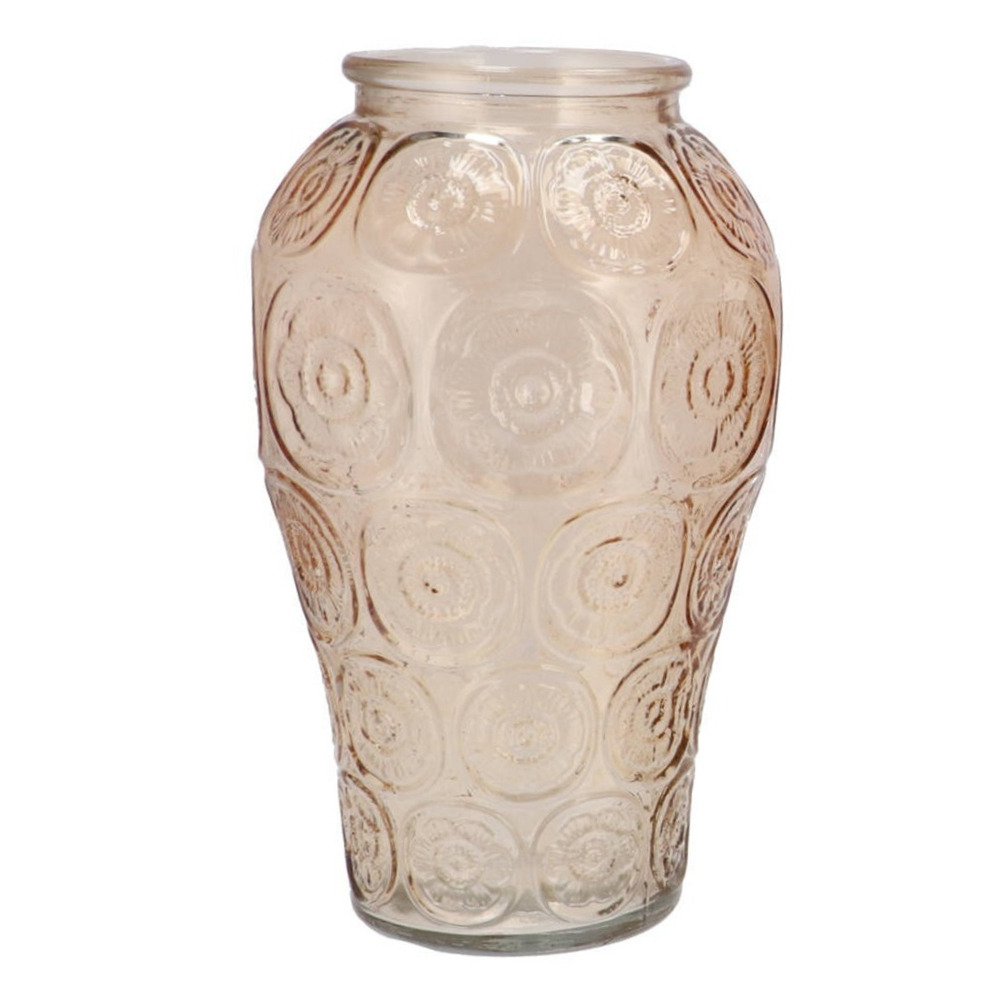 DK Design Bloemenvaas Circle - boeket vaas - glas - lichtbruin - 15 x 25 cm -