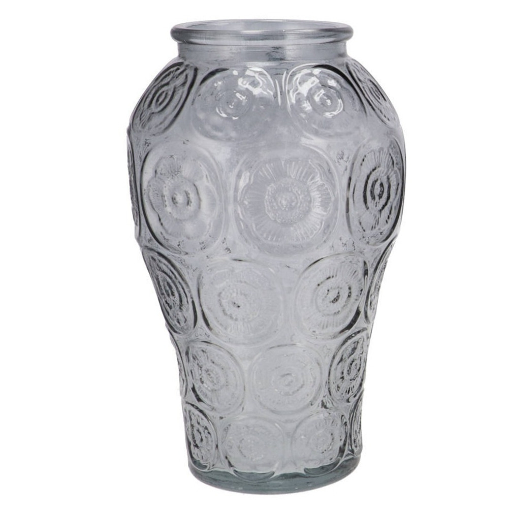 DK Design Bloemenvaas Circle - boeket vaas - glas - lichtgrijs - 15 x 25 cm -