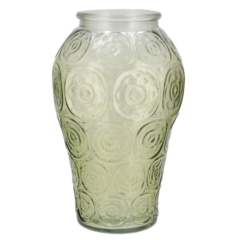 DK Design Bloemenvaas Circle - boeket vaas - glas - lichtgroen - 15 x 25 cm -