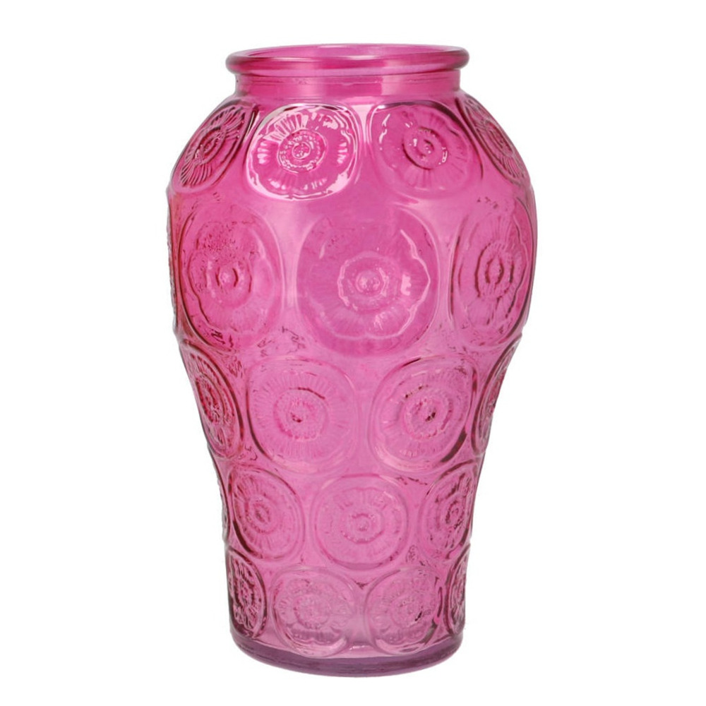 DK Design Bloemenvaas Circle - boeket vaas - glas - roze - 15 x 25 cm -