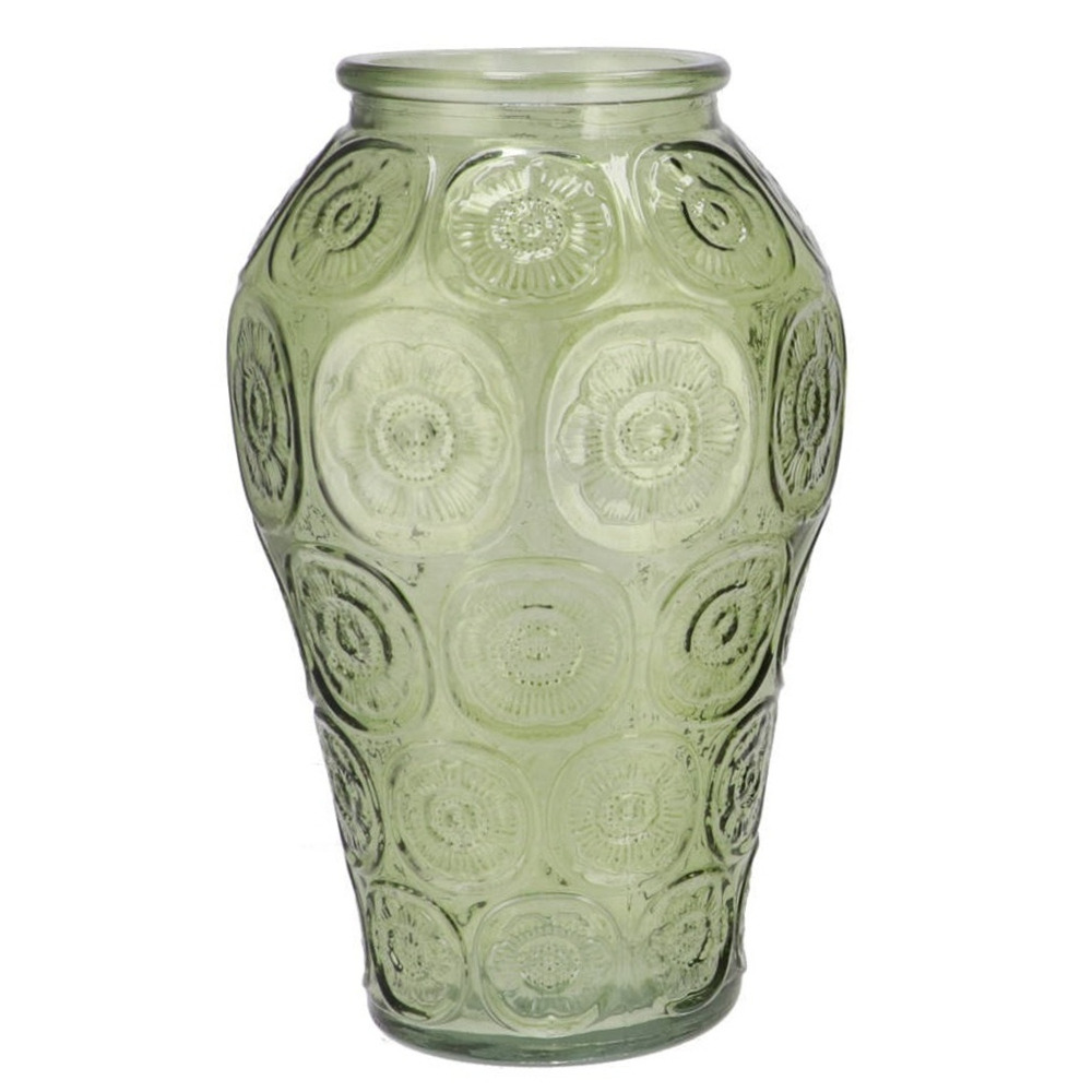 DK Design Bloemenvaas Circle - boeket vaas - glas - zeegroen - 15 x 25 cm -