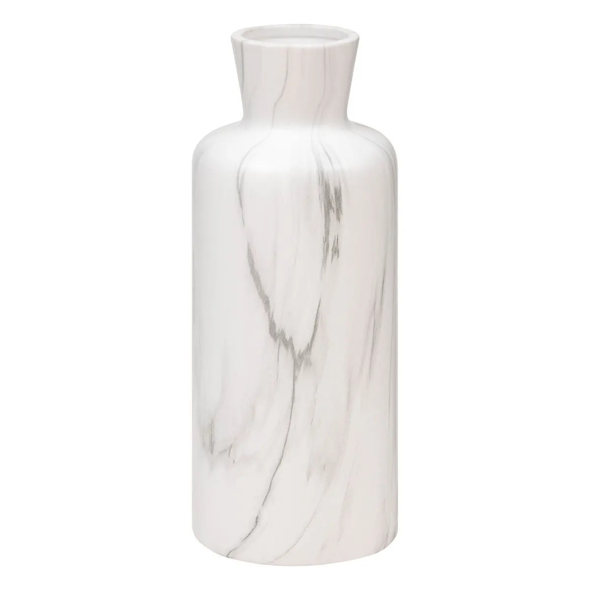 Atmosphera Bloemenvaas Athens - mat marmer wit - keramiek - D12 x H30 cm - Stelen en boeketten -