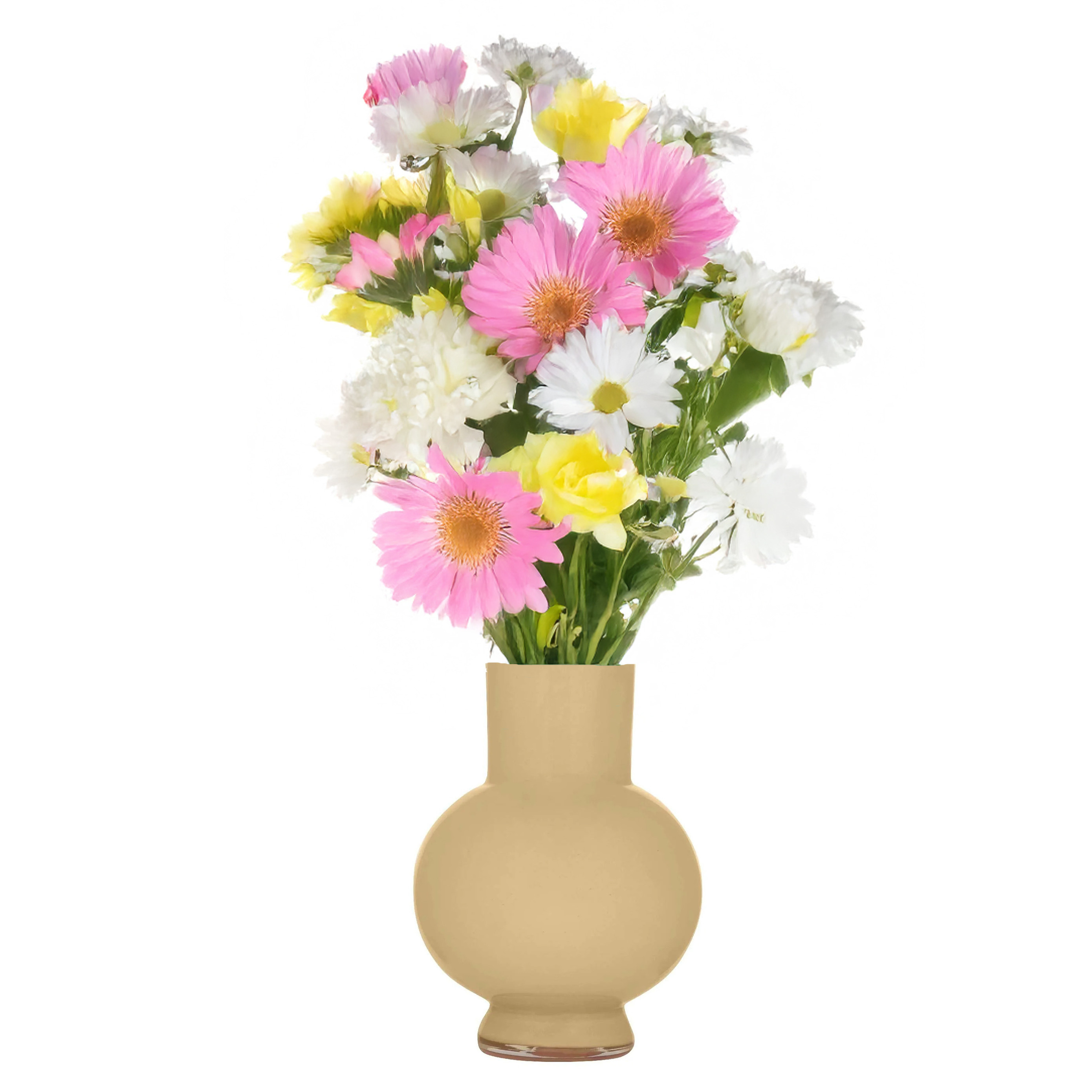 Hakbijl Glass Bloemenvaas Deborah - Beige- glas - D20 x H 26 cm -