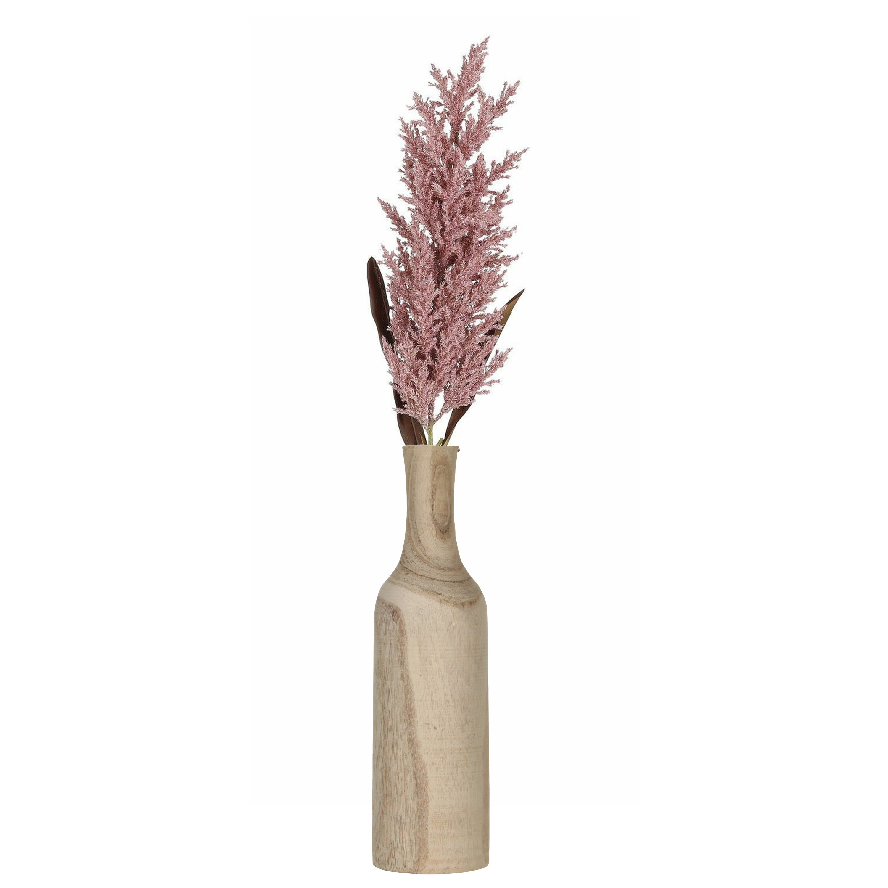 Bellatio flowers & plants Decoratie pampasgras kunst pluim in houten vaas - oudroze - 88 cm -