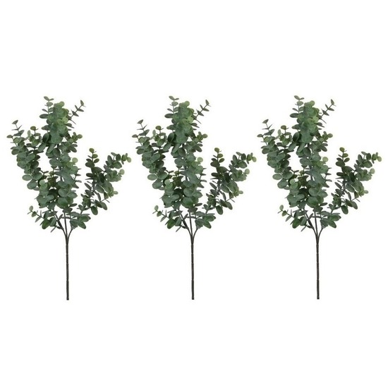 Shoppartners 3x Grijs/groene Eucalyptus kunsttak kunstplant 65 cm -