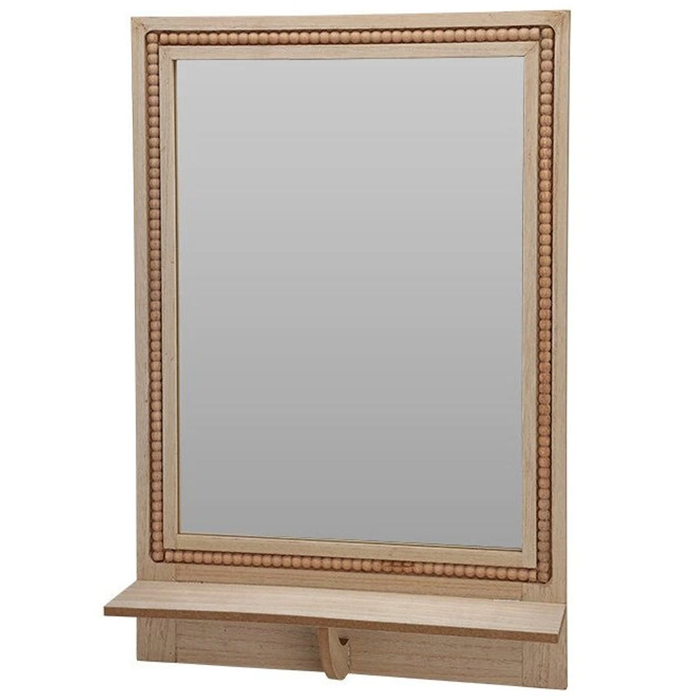 Merkloos Spiegel met plank - vierkant - MDF - bruin - kralen rand - x 10 x 60 cm -